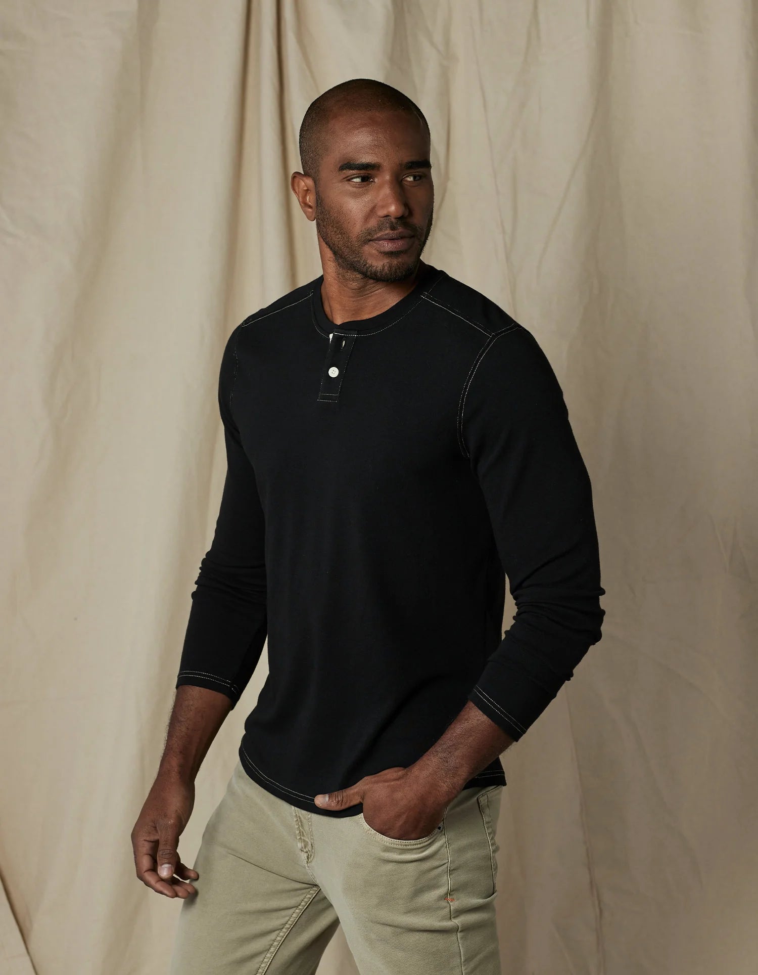 Puremeso Two Button Henley