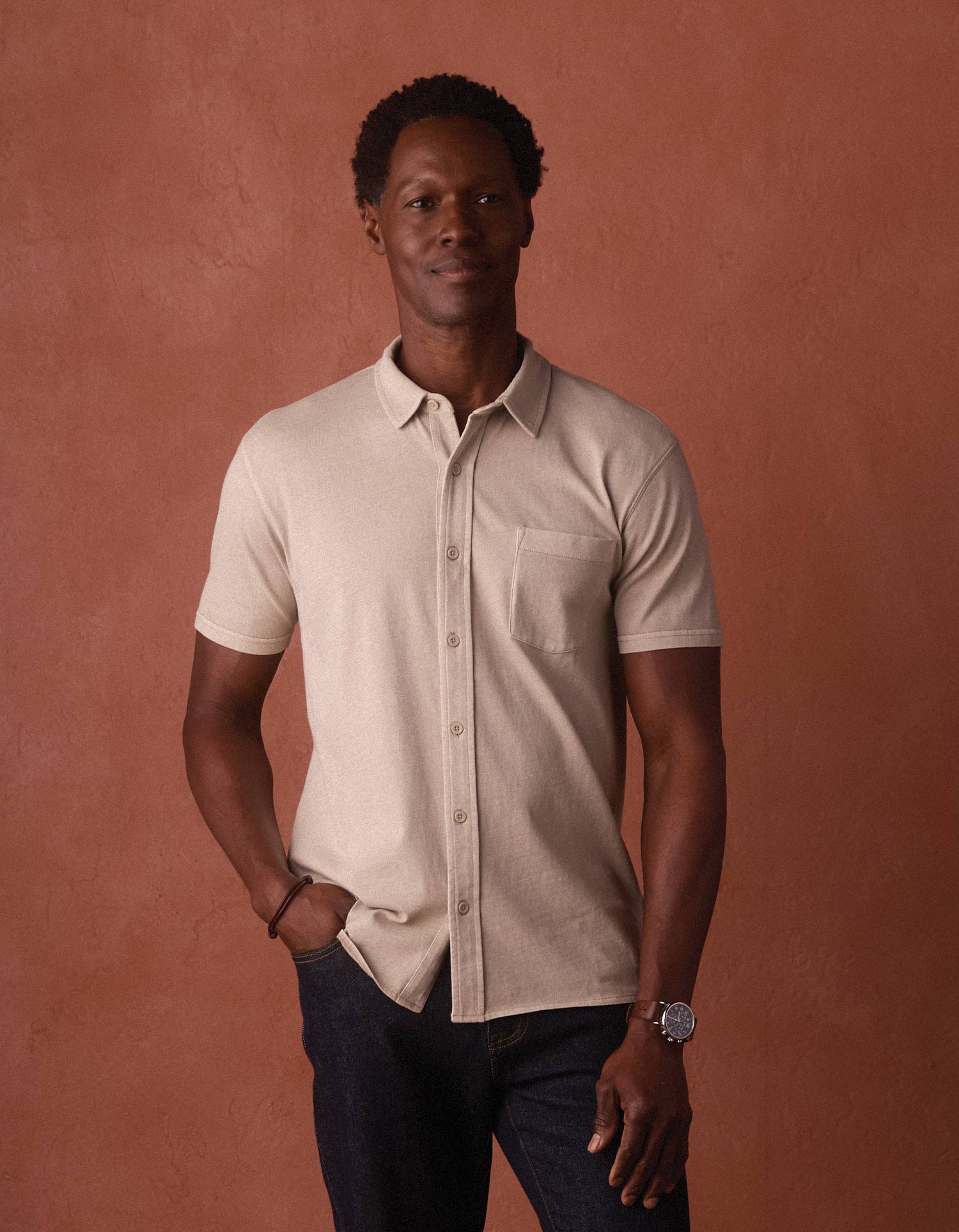 The Normal Brand | Normal Jersey Button Up Pumice | Beige