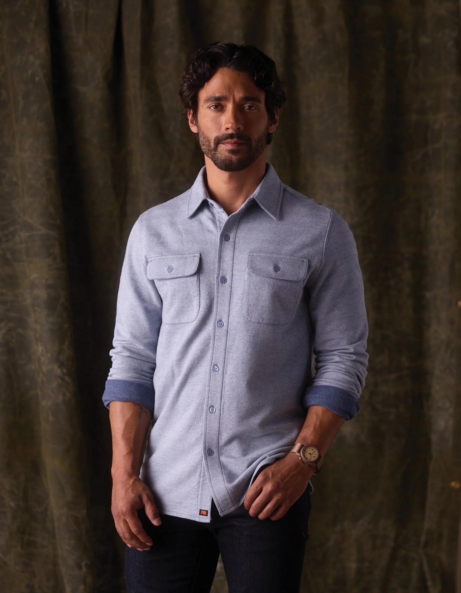 The Normal Brand | Textured Knit Shirt | Vintage Blue