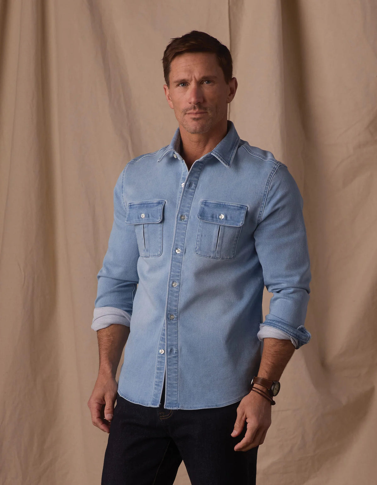 The Normal Brand | Comfort Terry Jean Shirt Jacket | Light Wash Blue