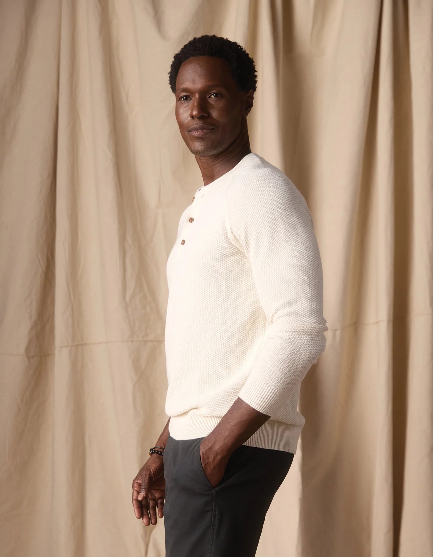 COOLMAX® Textured Sweater Henley