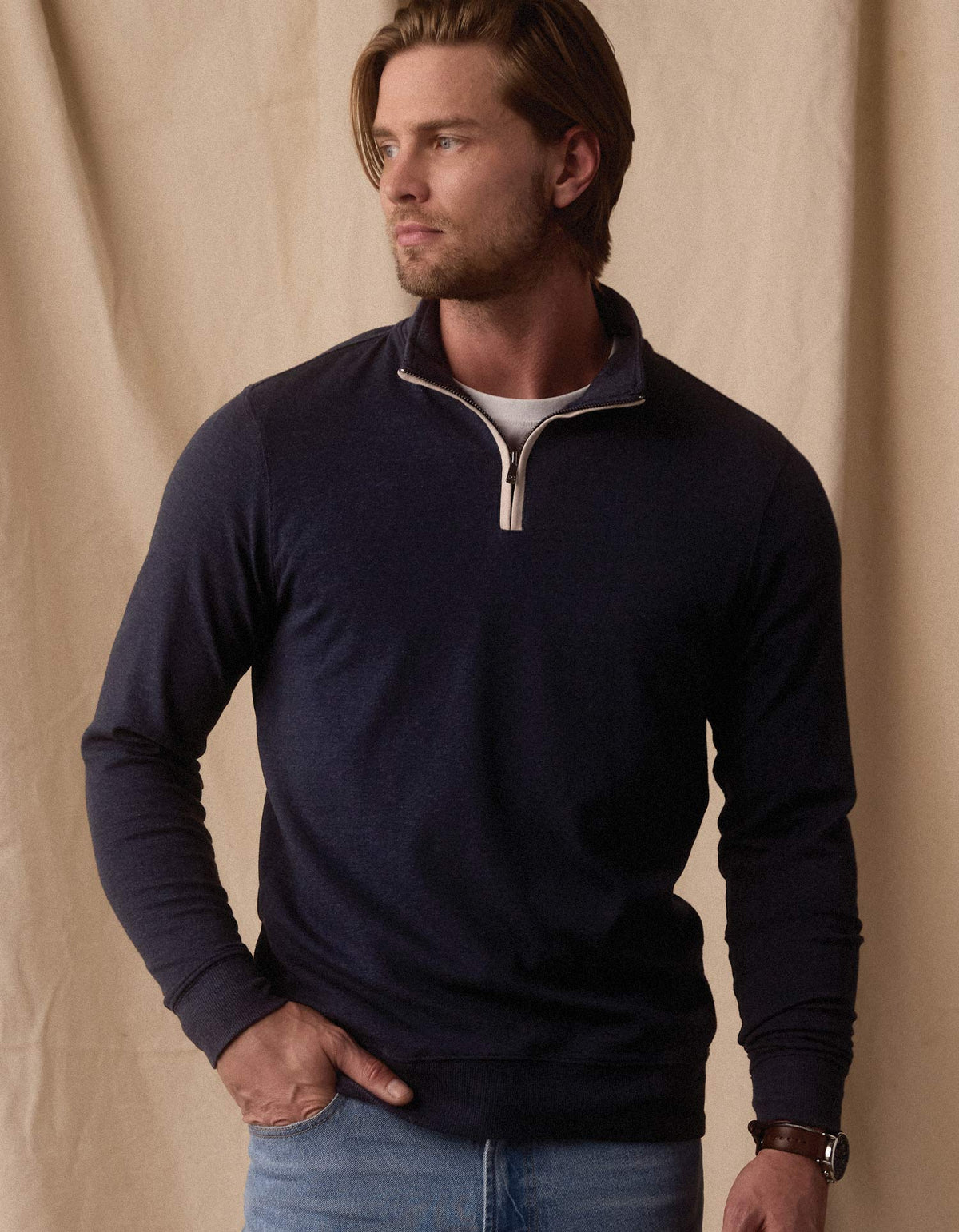 The Normal Brand | Puremeso Weekend Quarter Zip | Normal Navy | Trunk Show Exclusive