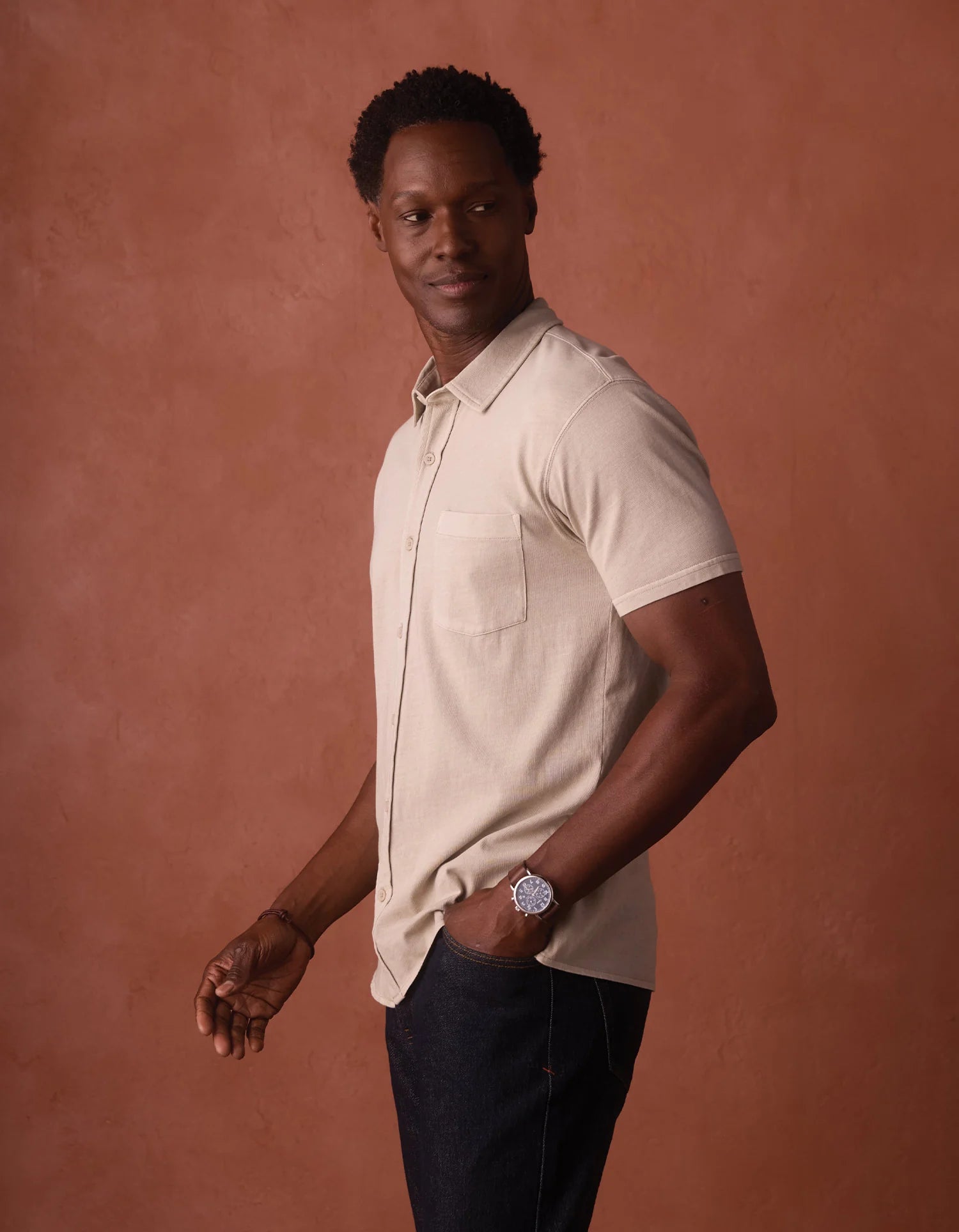The Normal Brand | Normal Jersey Button Up Pumice | Beige