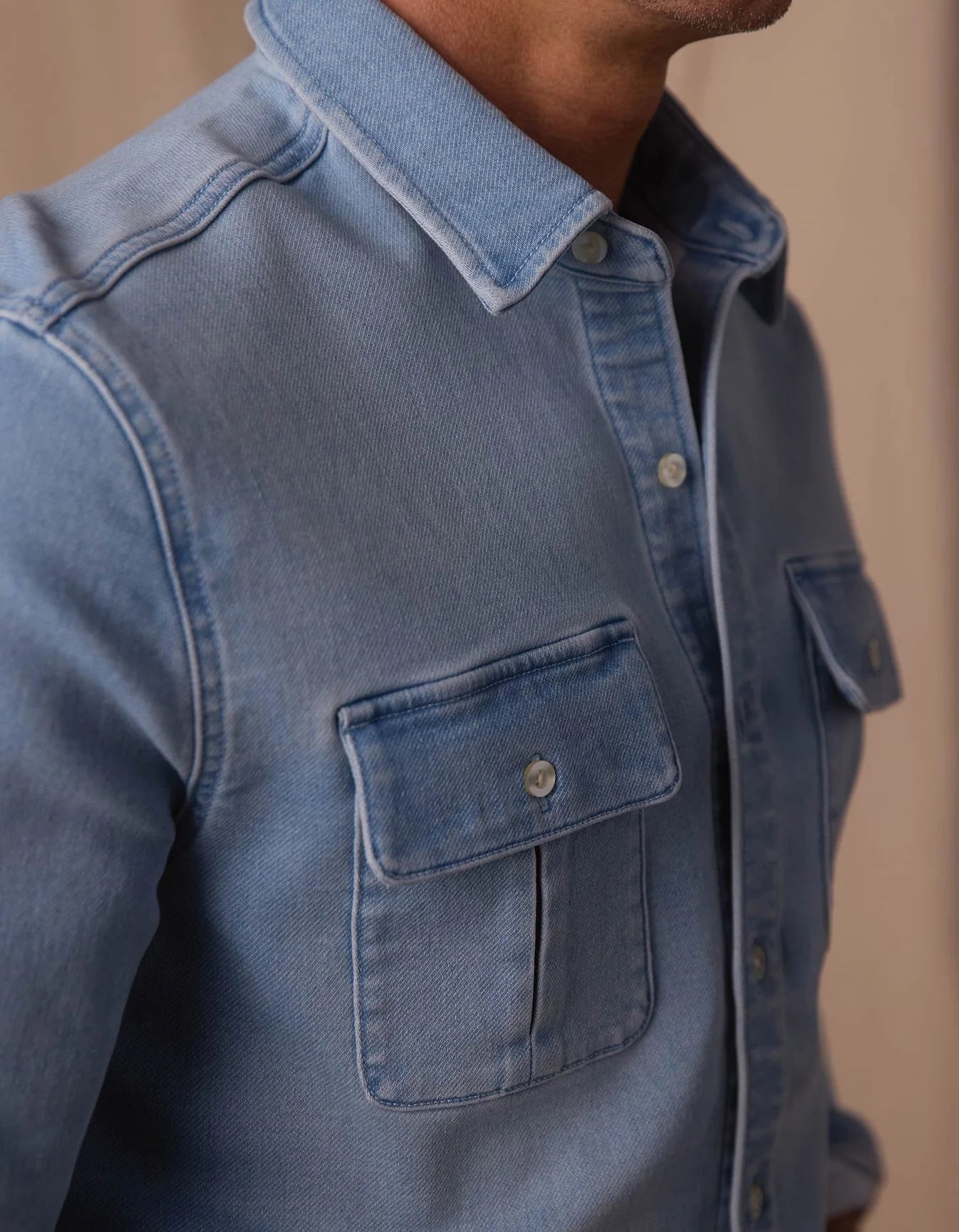 The Normal Brand | Comfort Terry Jean Shirt Jacket | Light Wash Blue