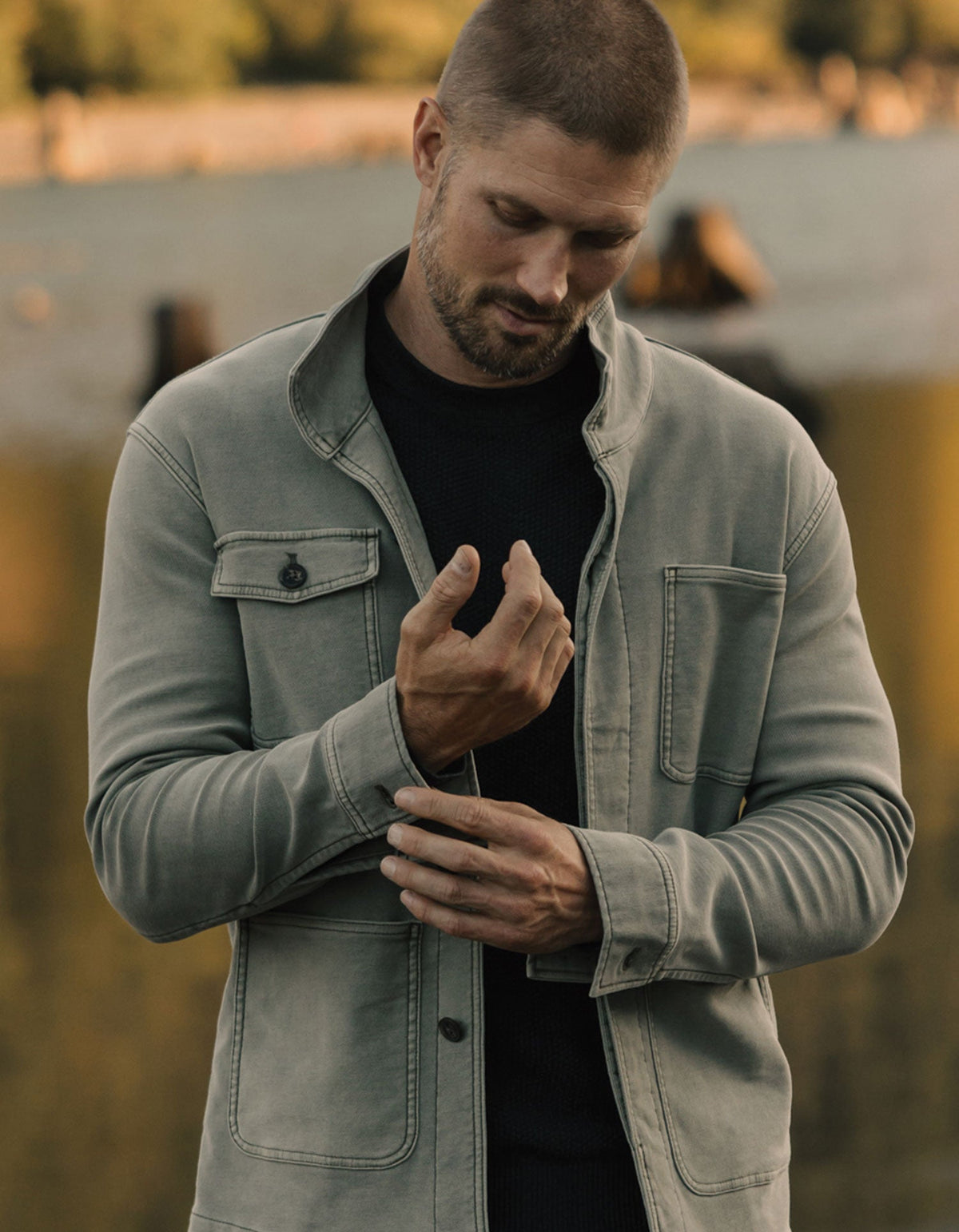 The Normal Brand Comfort Terry Chore Coat in Moss Green