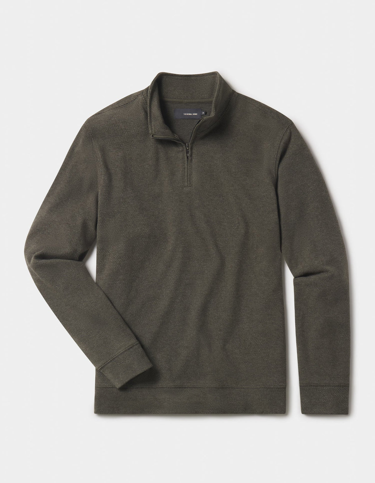 The Normal Brand | Brushed Textured Knit Quarter Zip | Dark Forest Green
