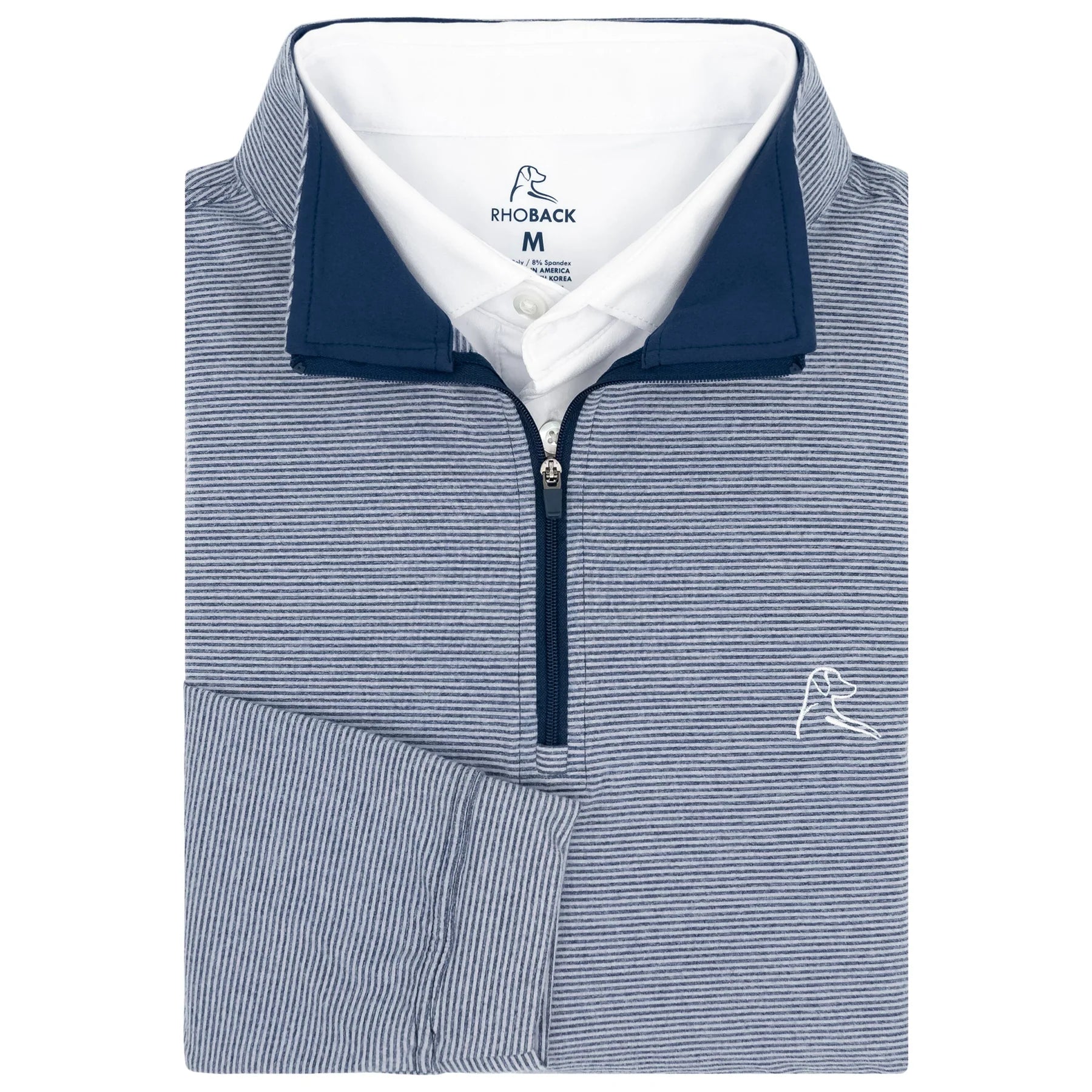 RHOBACK | Riva Heather Stripe Performance Quarter Zip | Blue Stripe