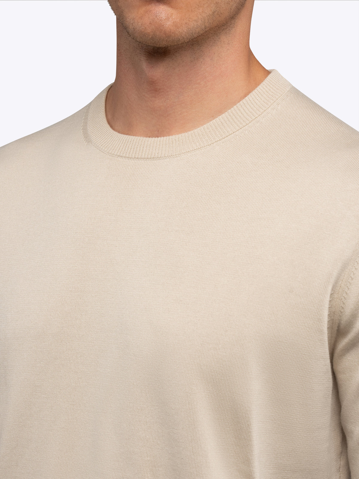 CUTS | Riviera Knit Crewneck Tee Long Sleeve | Sand Dune Beige