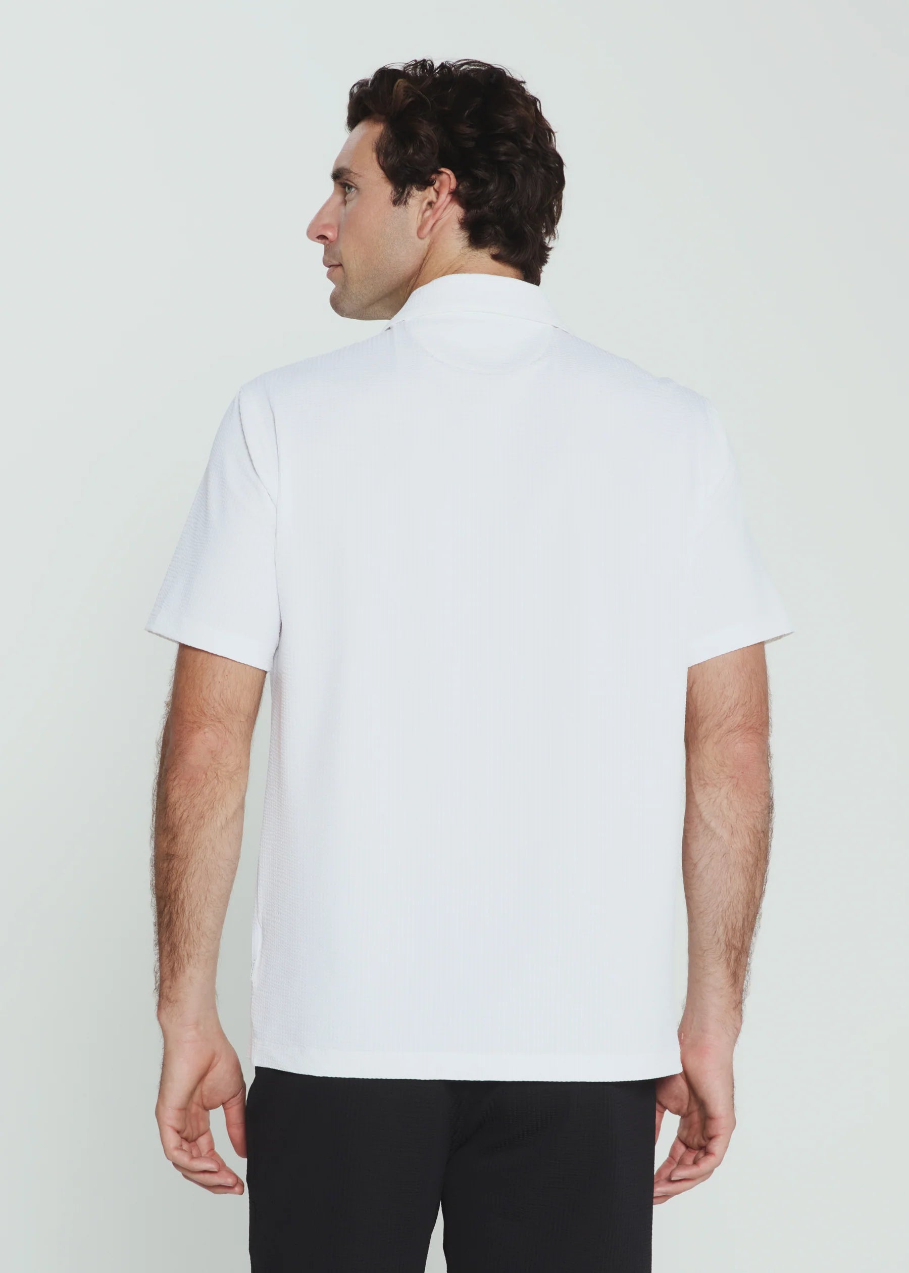 7Diamonds | Sutherland Seersucker Stretch Camp Shirt | Ivory White