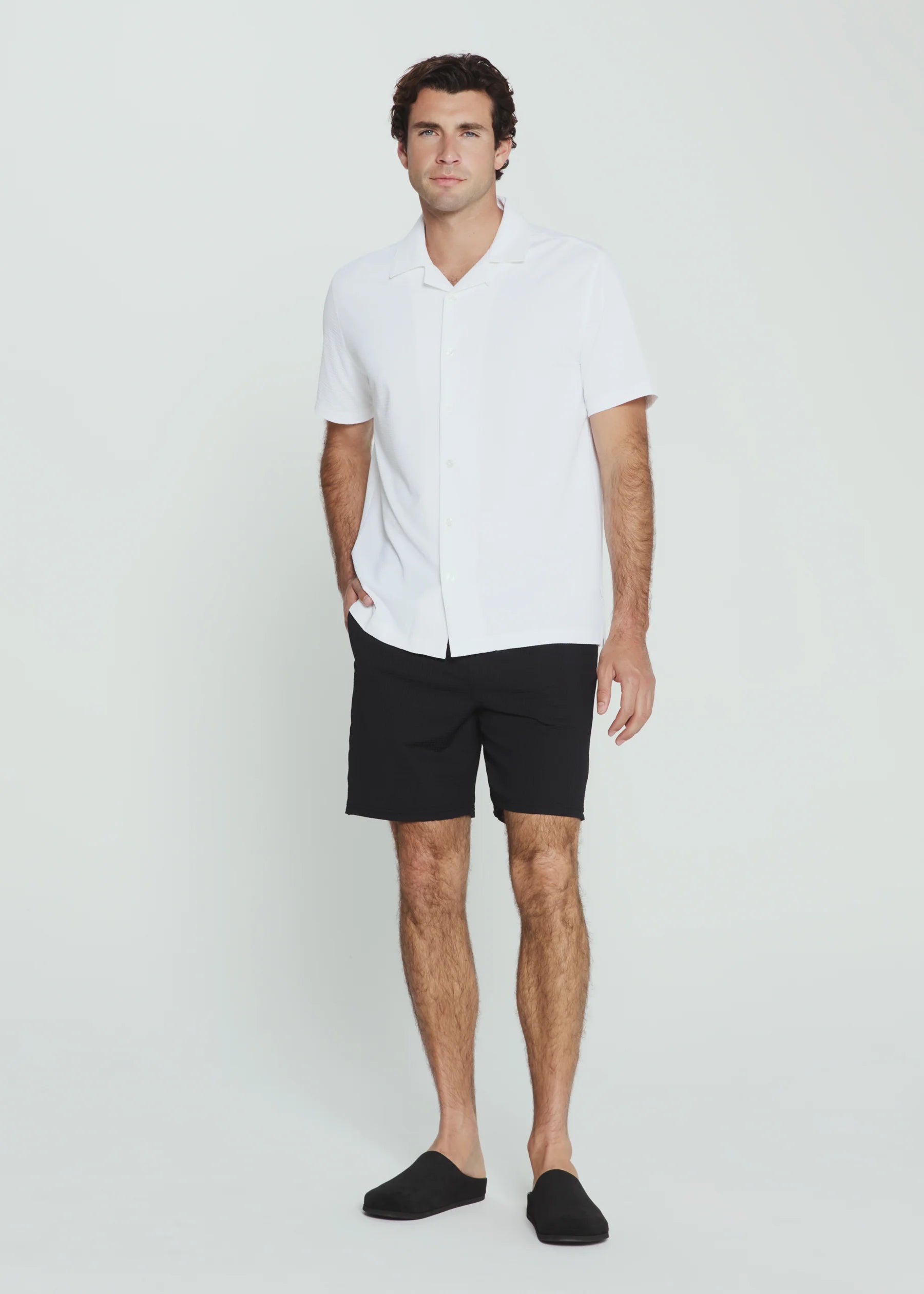 7Diamonds | Sutherland Seersucker Stretch Camp Shirt | Ivory White