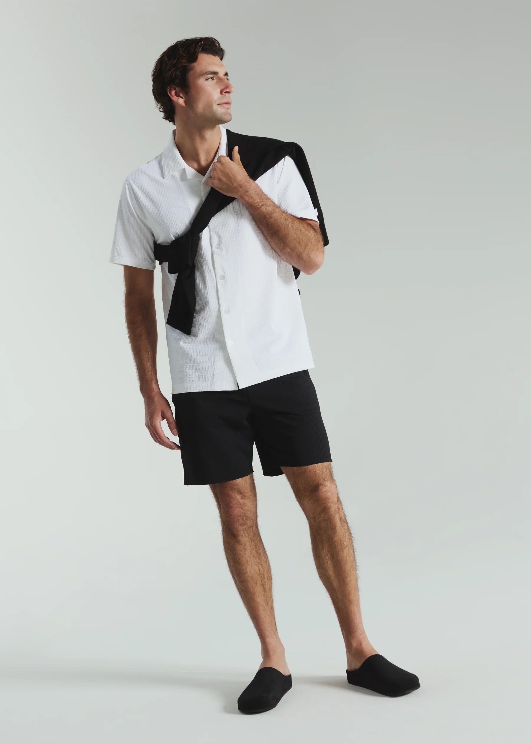 7Diamonds | Sutherland Seersucker Stretch Camp Shirt | Ivory White