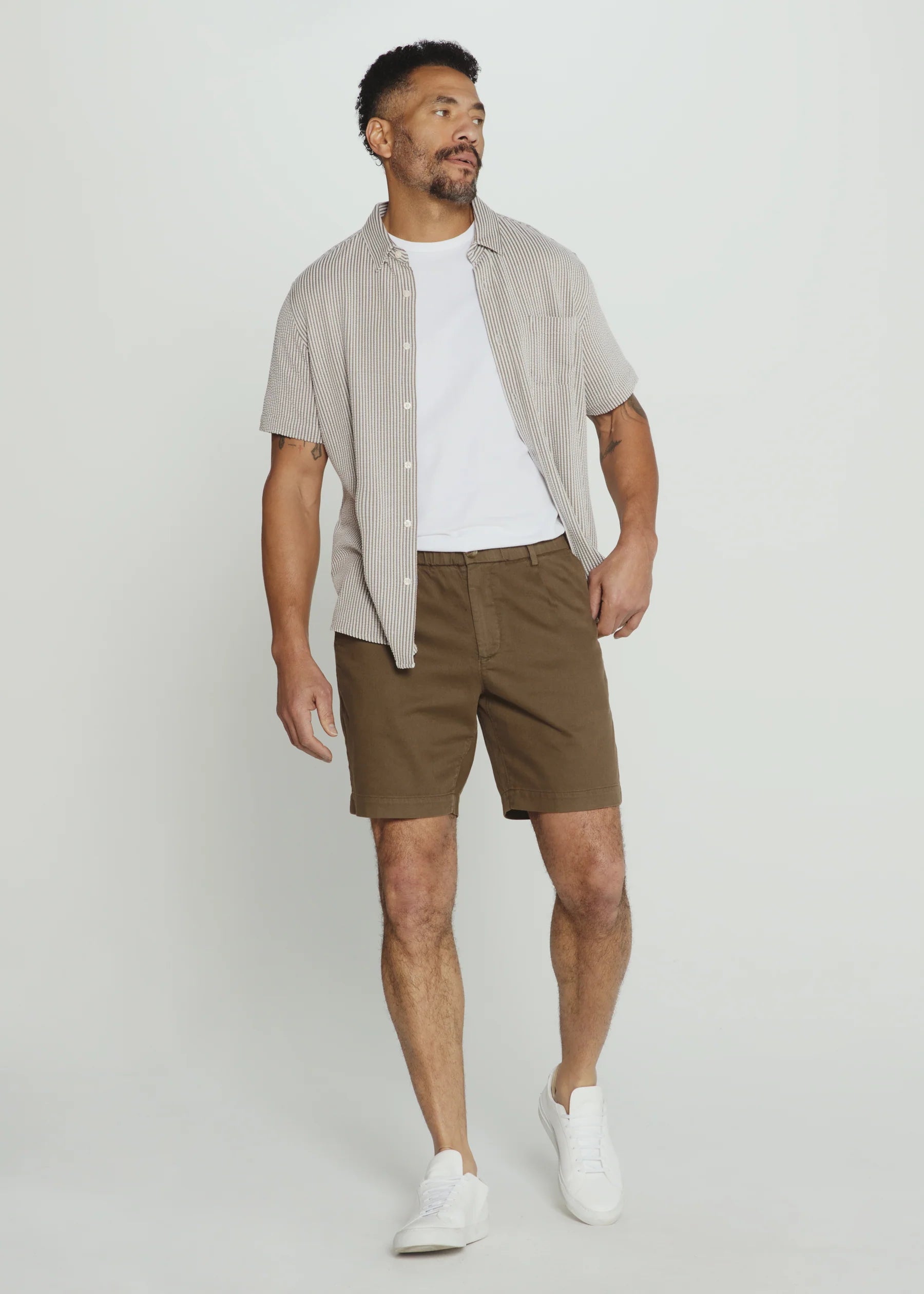 7Diamonds | Keaton Seersucker Stretch Short Sleeve Shirt | Steel Gray