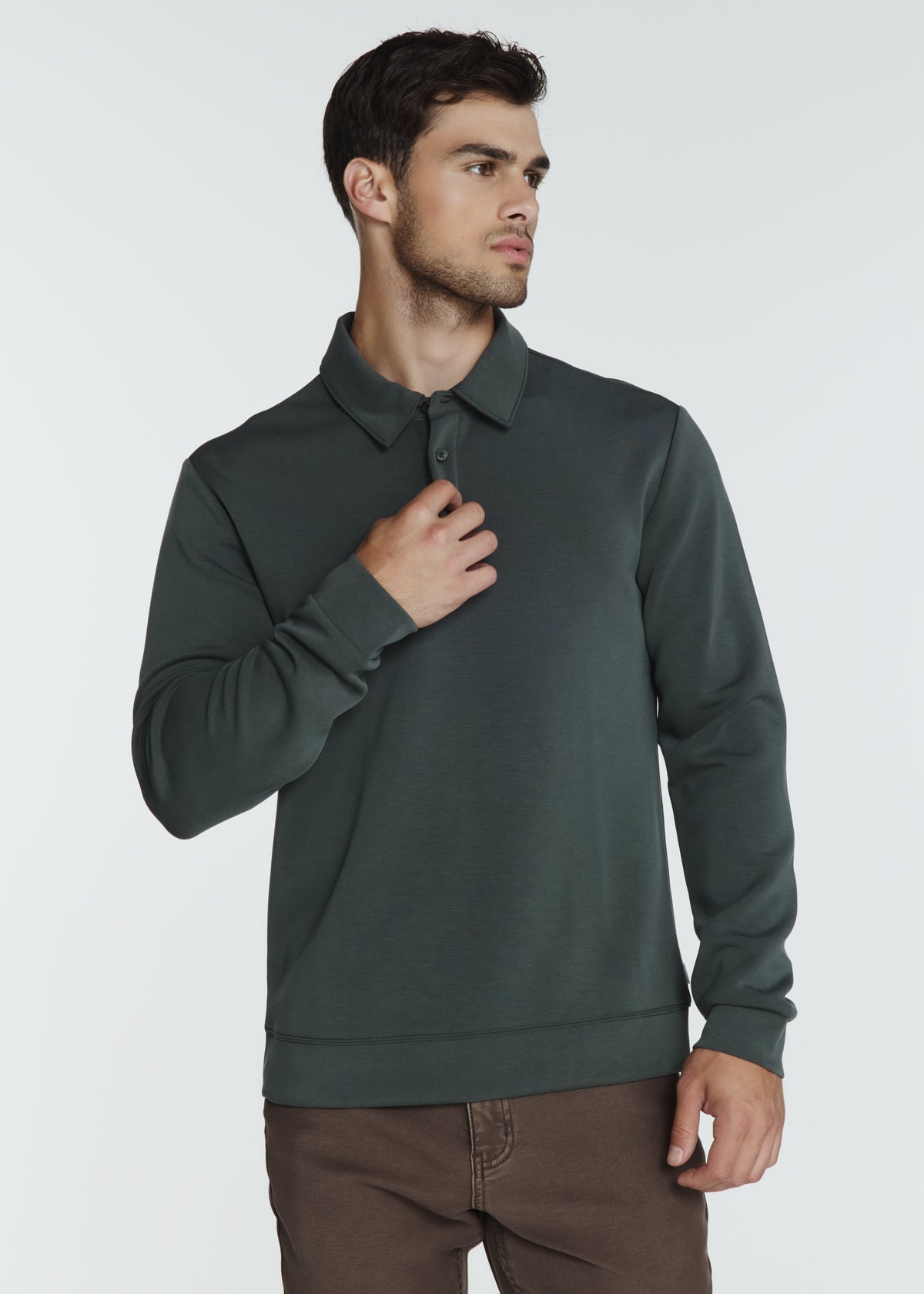 7Diamonds | Rev Long Sleeve Polo | Basil Green