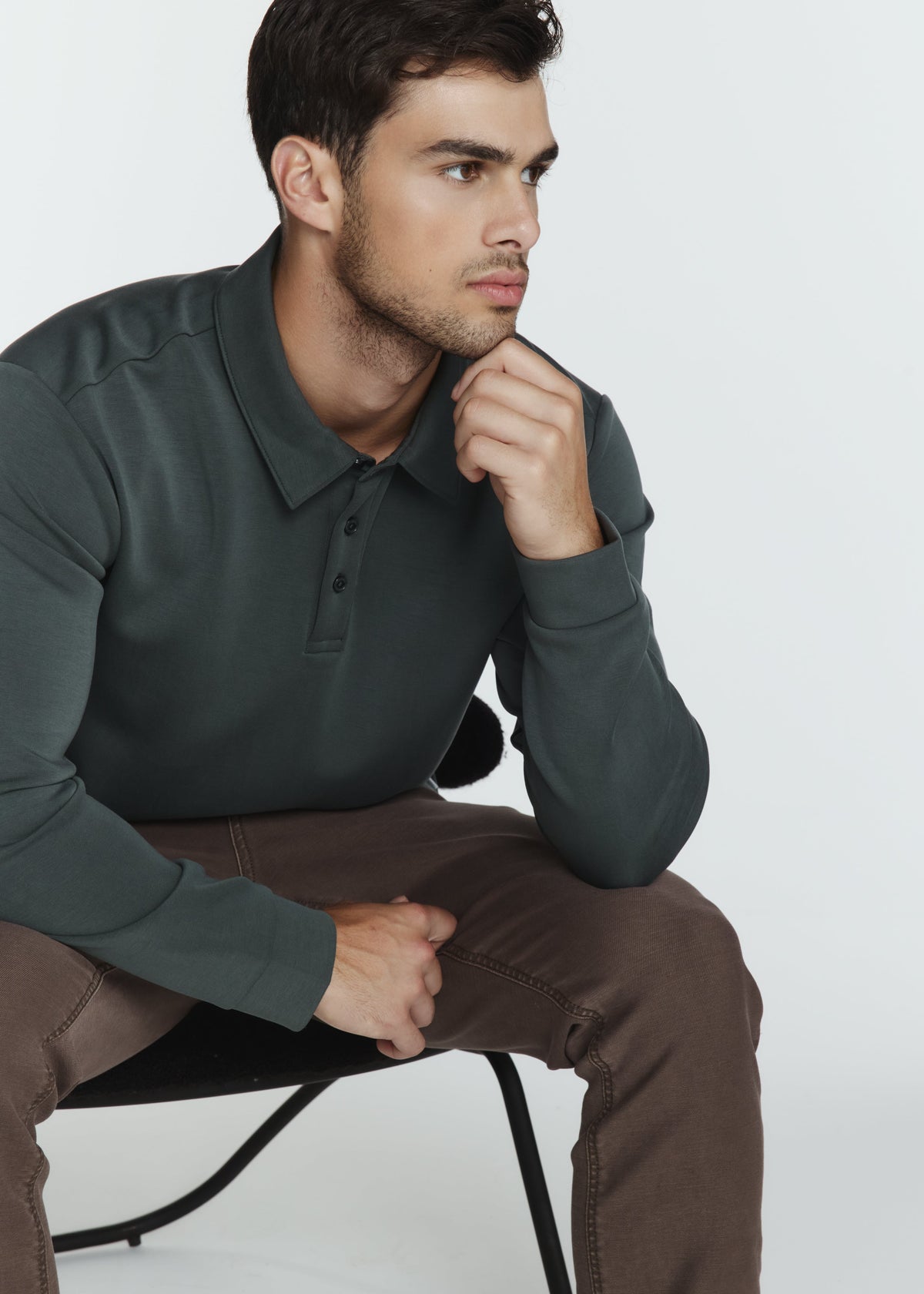 7Diamonds | Rev Long Sleeve Polo | Basil Green