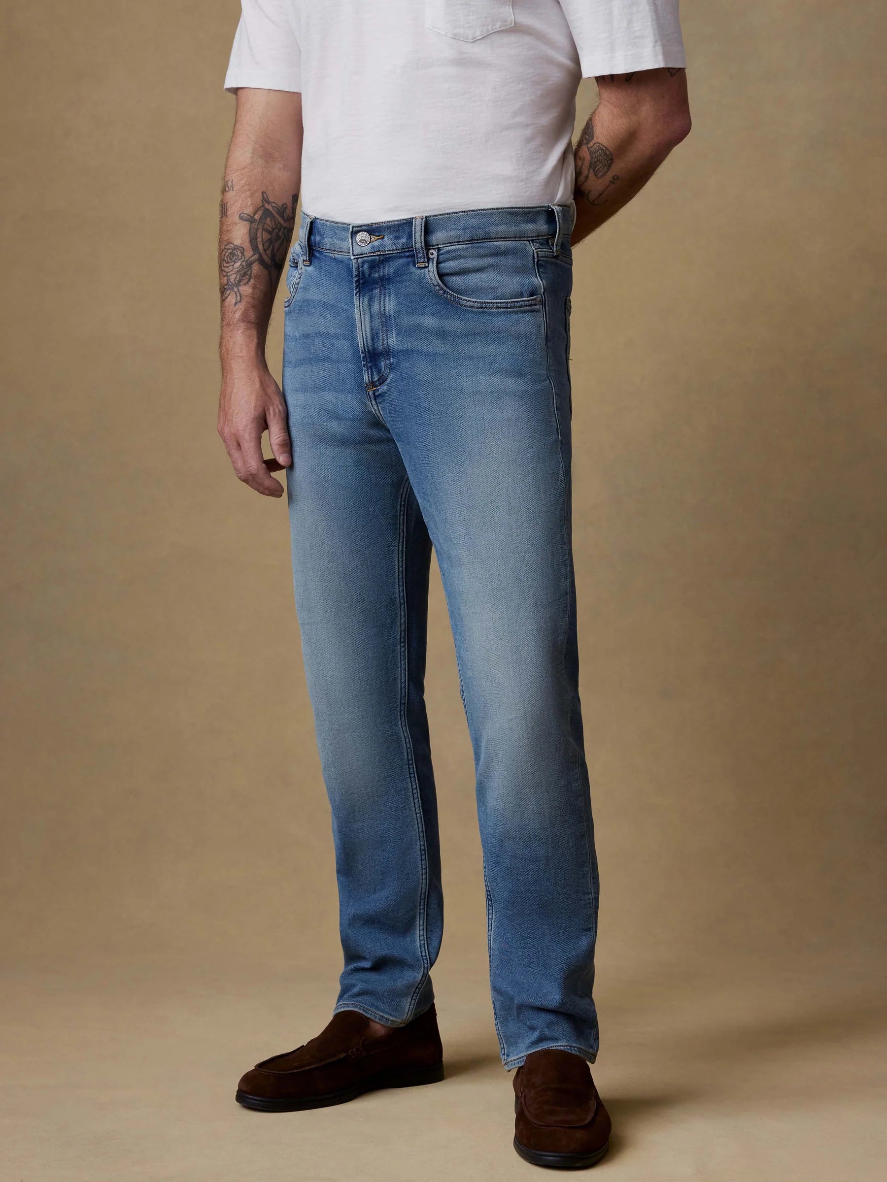 Faherty | Stretch Terry 5-Pocket | Indigo Ocean Wash | Slim Fit