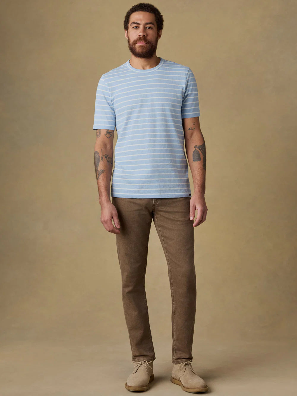 Faherty | Sunwashed Regenerative Tee | Blue Stripe