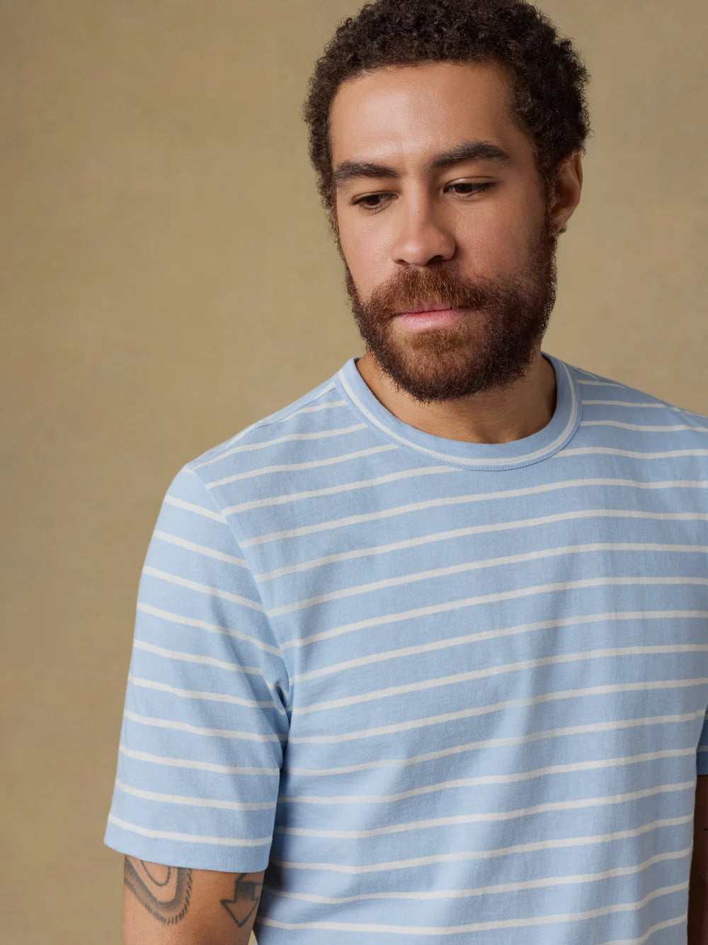 Faherty | Sunwashed Regenerative Tee | Blue Stripe