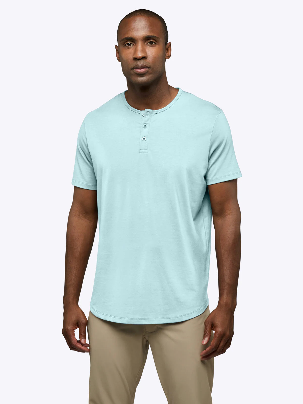 Cuts |  AO Henley Curve-Hem Tee Sterling |  Blue