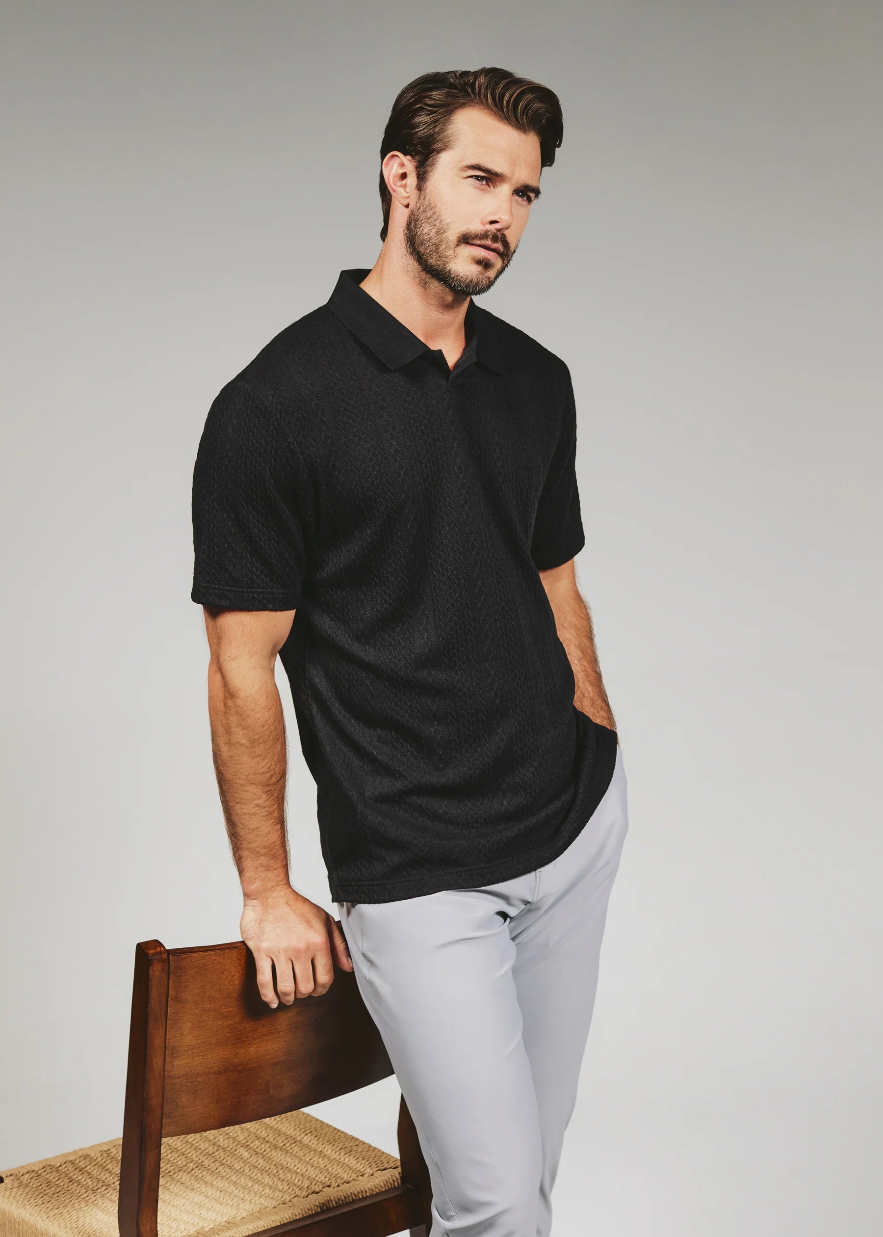 7Diamonds | Zayne Knit Polo | Black