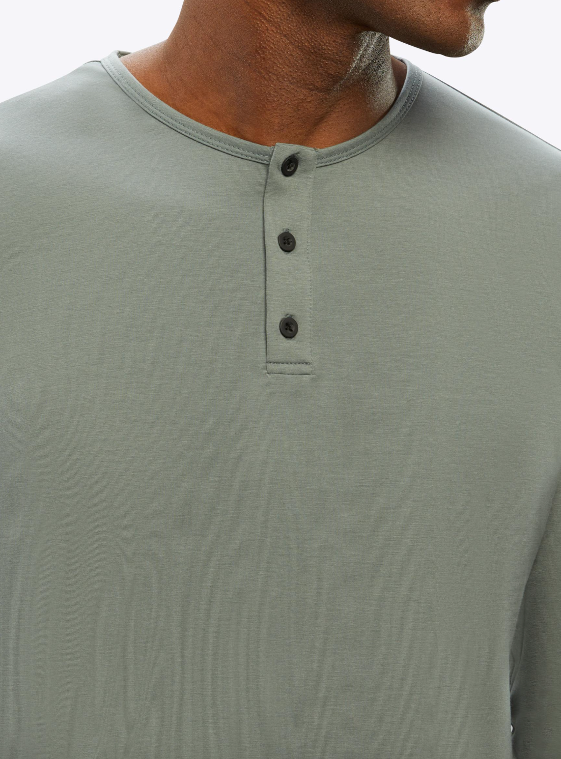 AO Long Sleeve Henley Curve-Hem