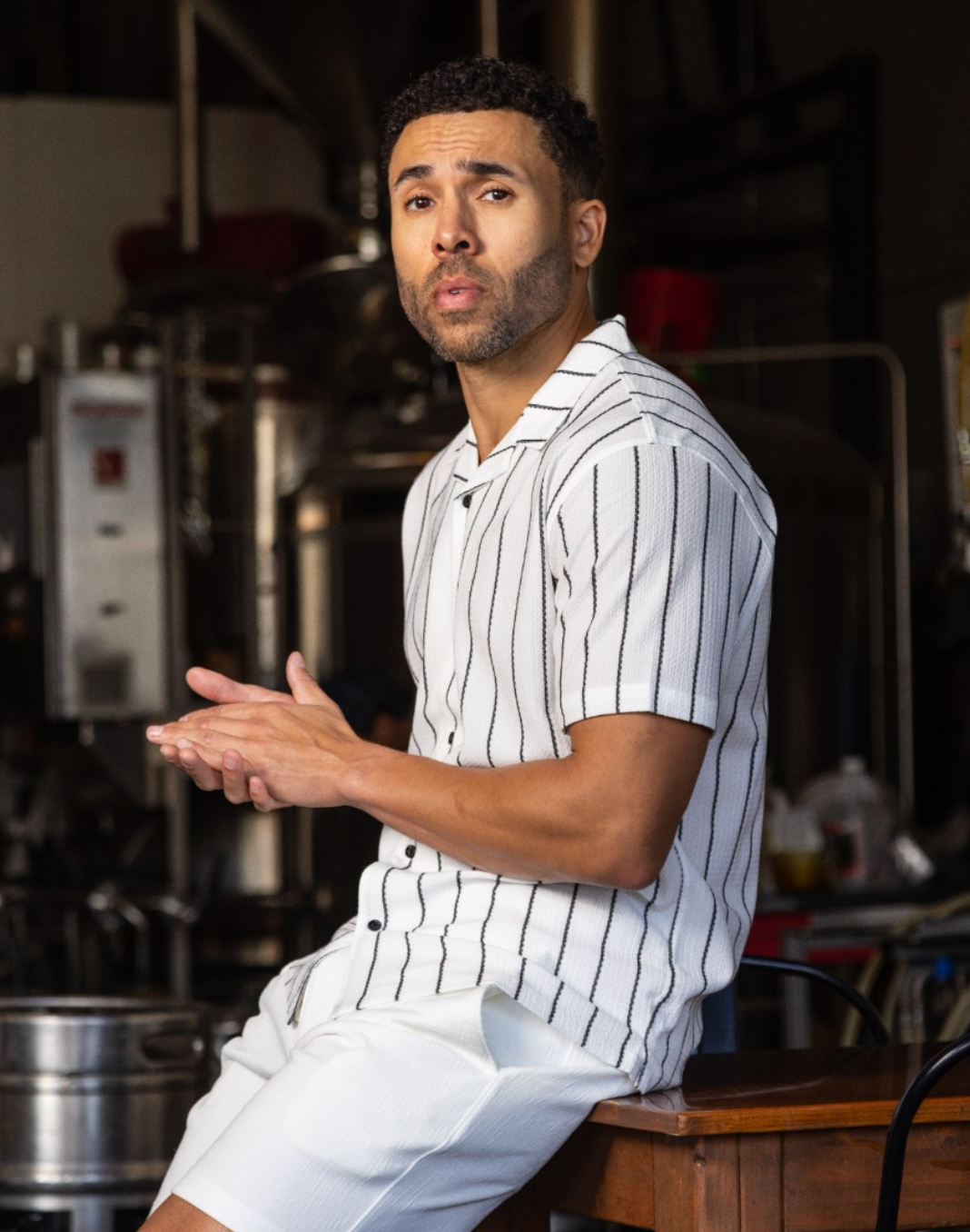 Mason Cruz | Maldives Camp Shirt | Black Stripe