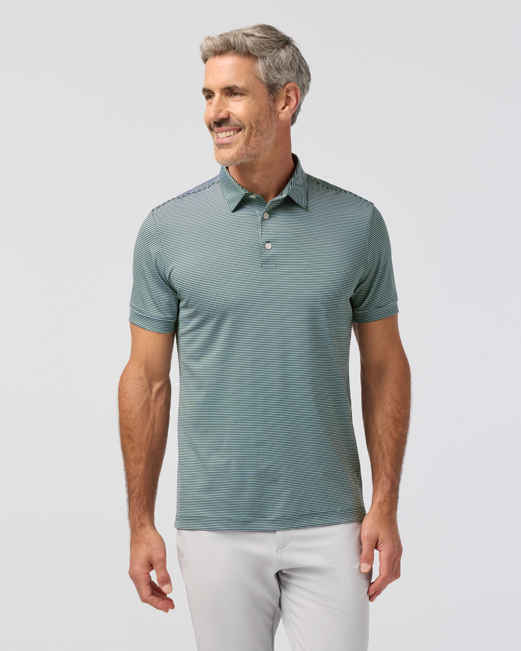 Mizzen+Main | Versa Polo Pine Balanced Stripe | Green