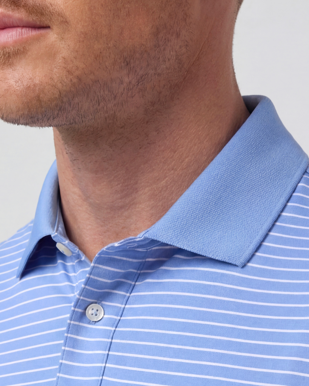 Mizzen+Main | Sawyer Polo Skyline White Stripe | Blue
