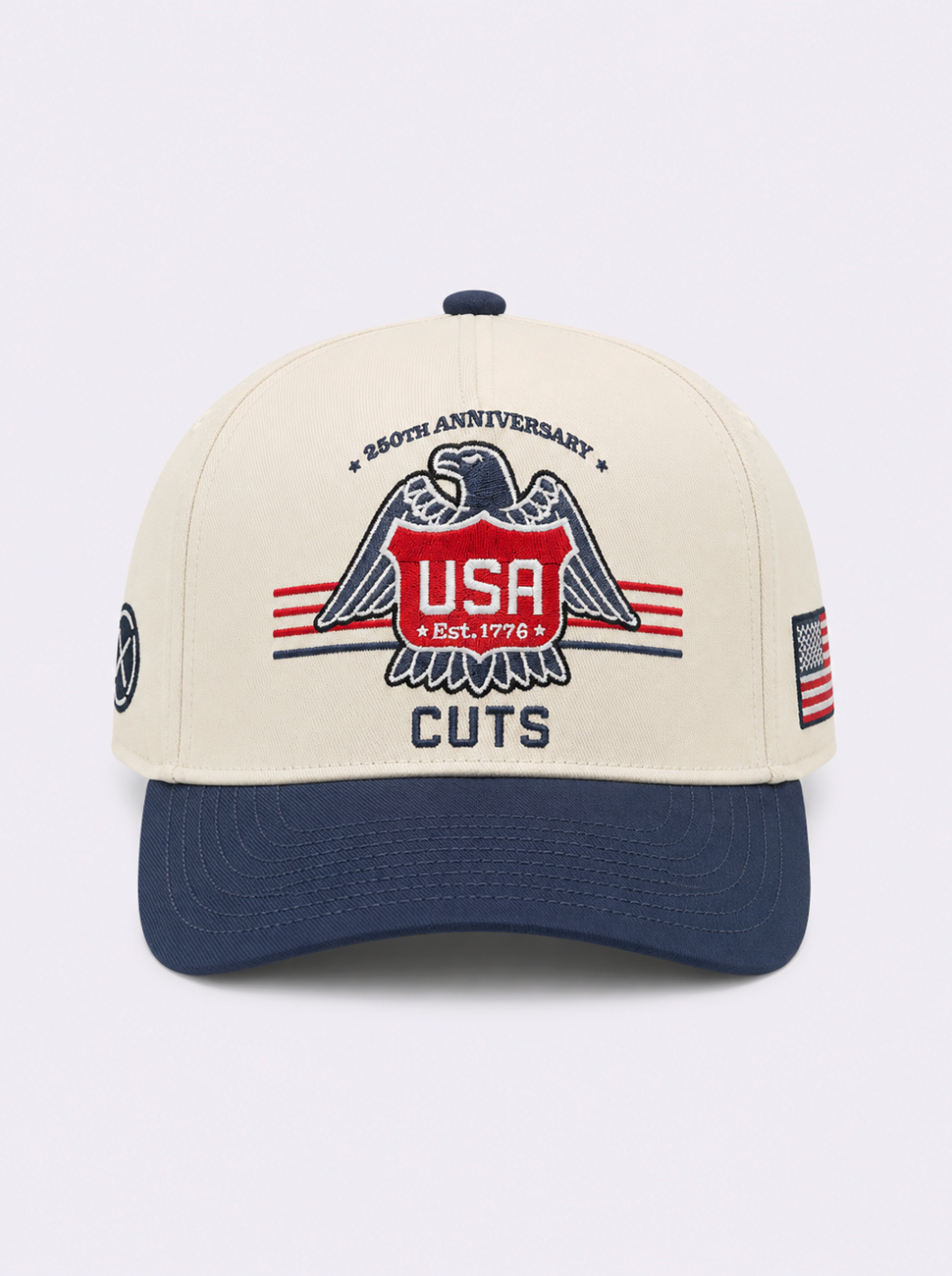 CUTS | Eagle A-Frame Snapback Hat | Beige/Navy