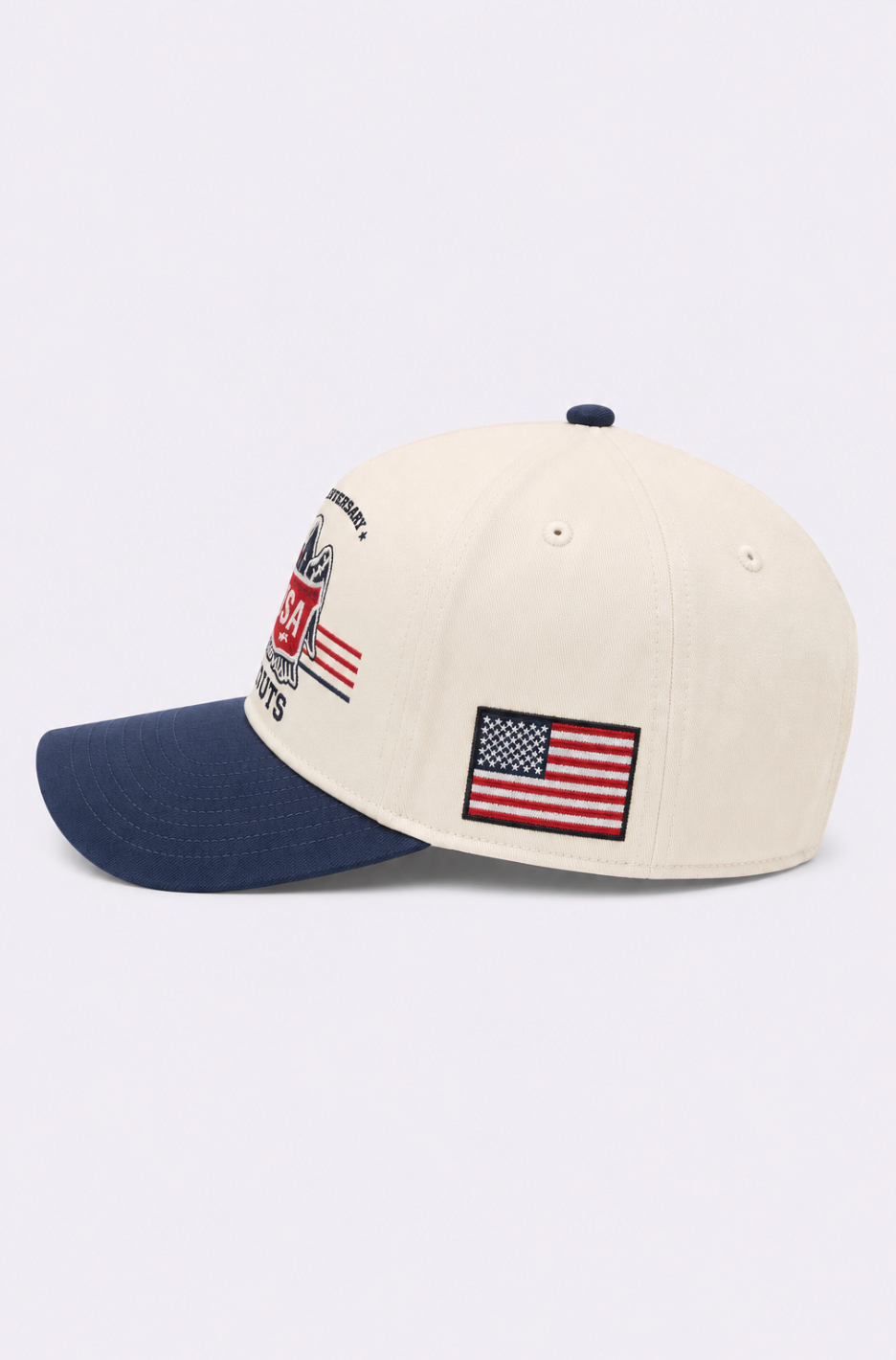 CUTS | Eagle A-Frame Snapback Hat | Beige/Navy