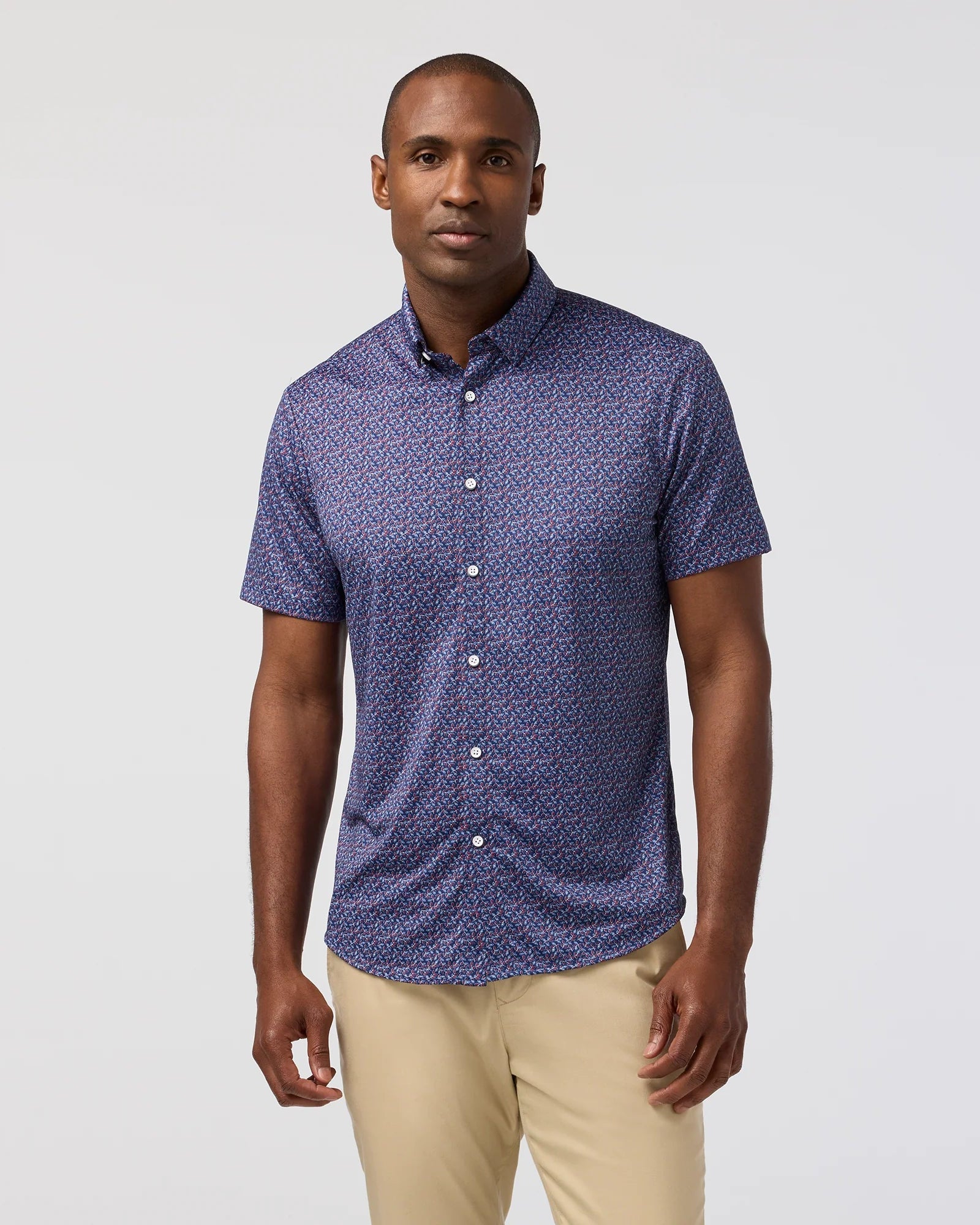 Mizzen+Main | Halyard Short Sleeve Midnight Variegated Leaf | Navy