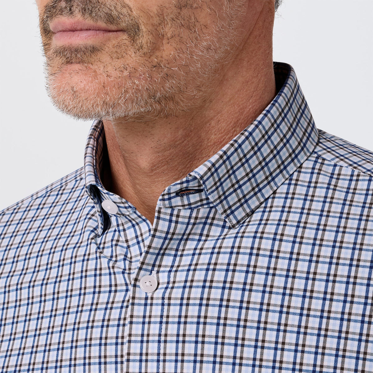 Mizzen+Main | Leeward Dress Shirt | Espresso Doug Plaid Blue | Trunk Show Special