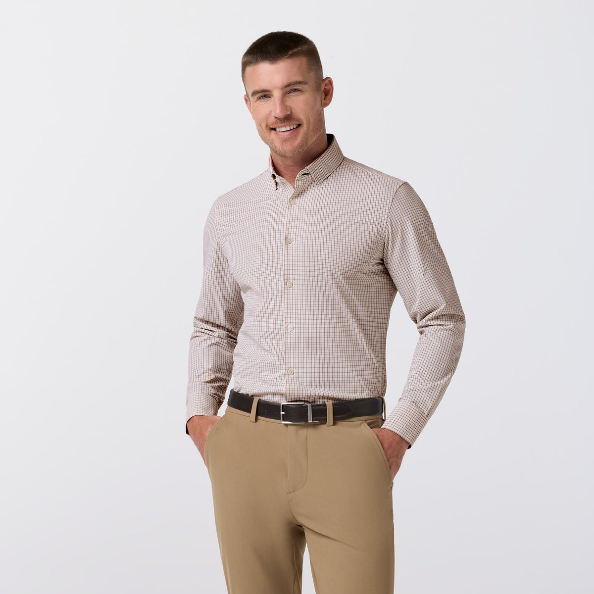 Mizzen+Main | Leeward Dress Shirt | Espresso Filbert Plaid White | Trunk Show Special