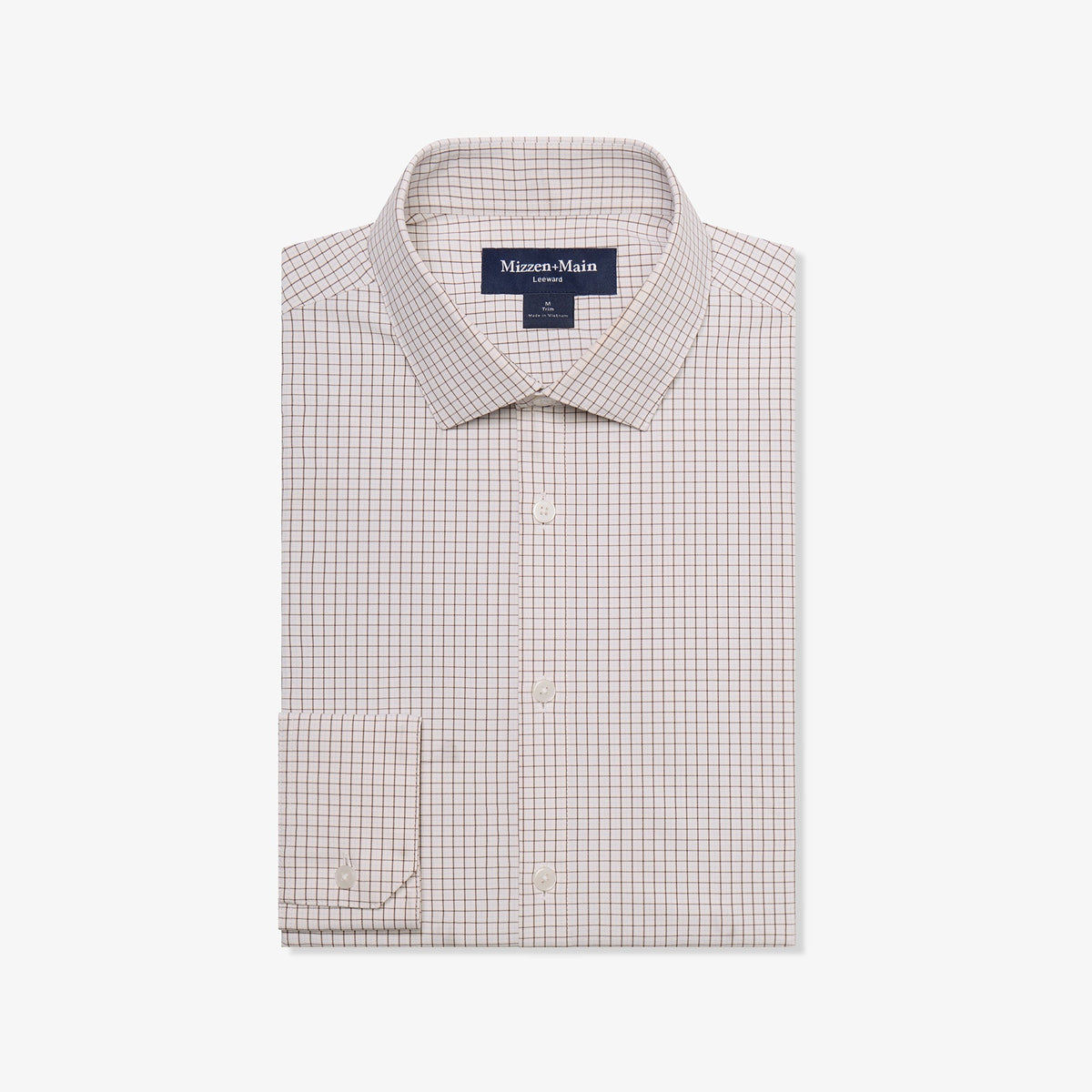Mizzen+Main Leeward Dress Shirt in Espresso Filbert Plaid White