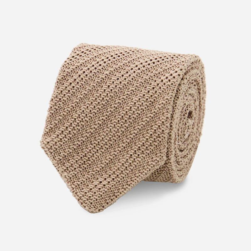 Textured Stripe Knit Champagne Tie