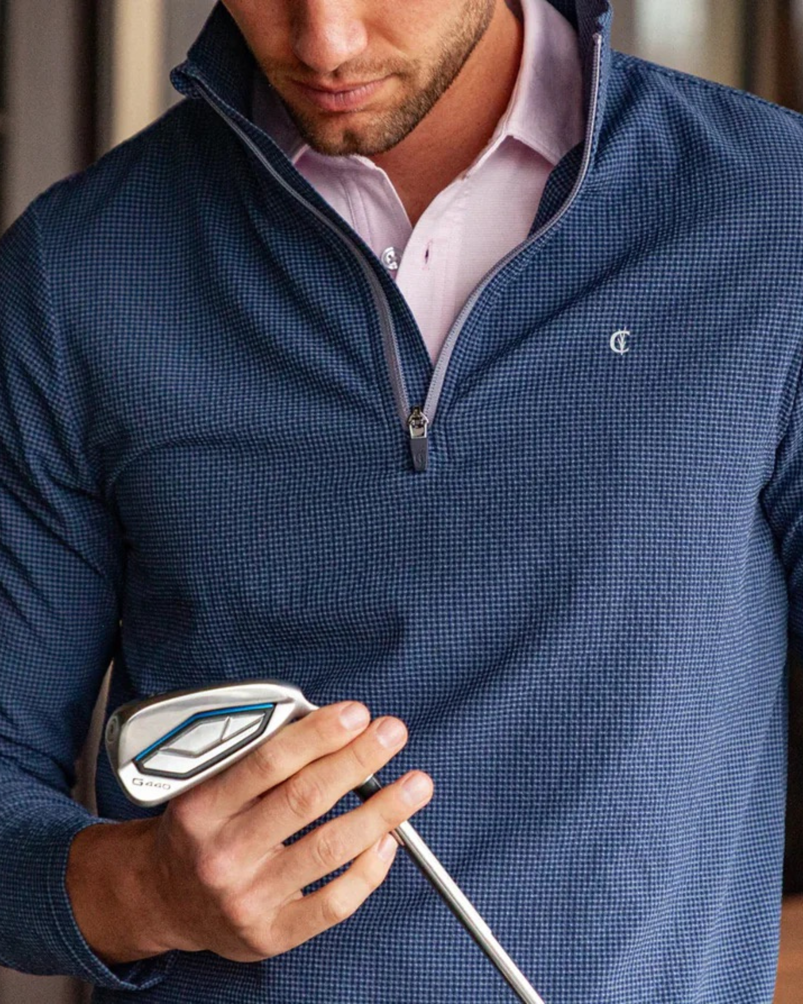Criquet | Seersucker Performance Pullover | Navy