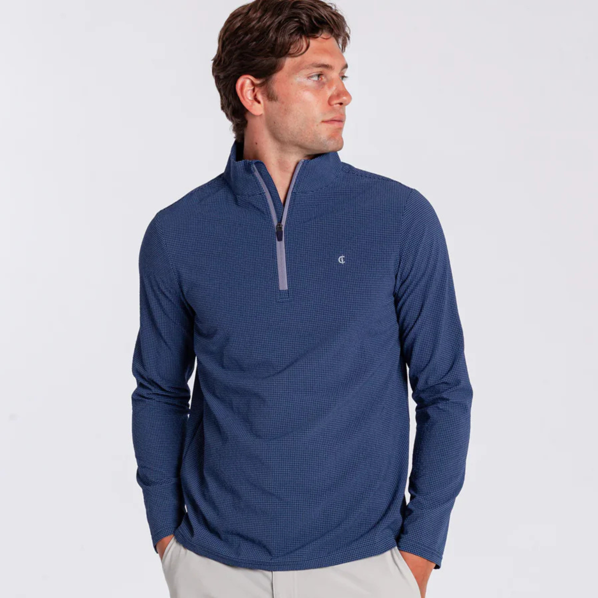 Criquet | Seersucker Performance Pullover | Navy