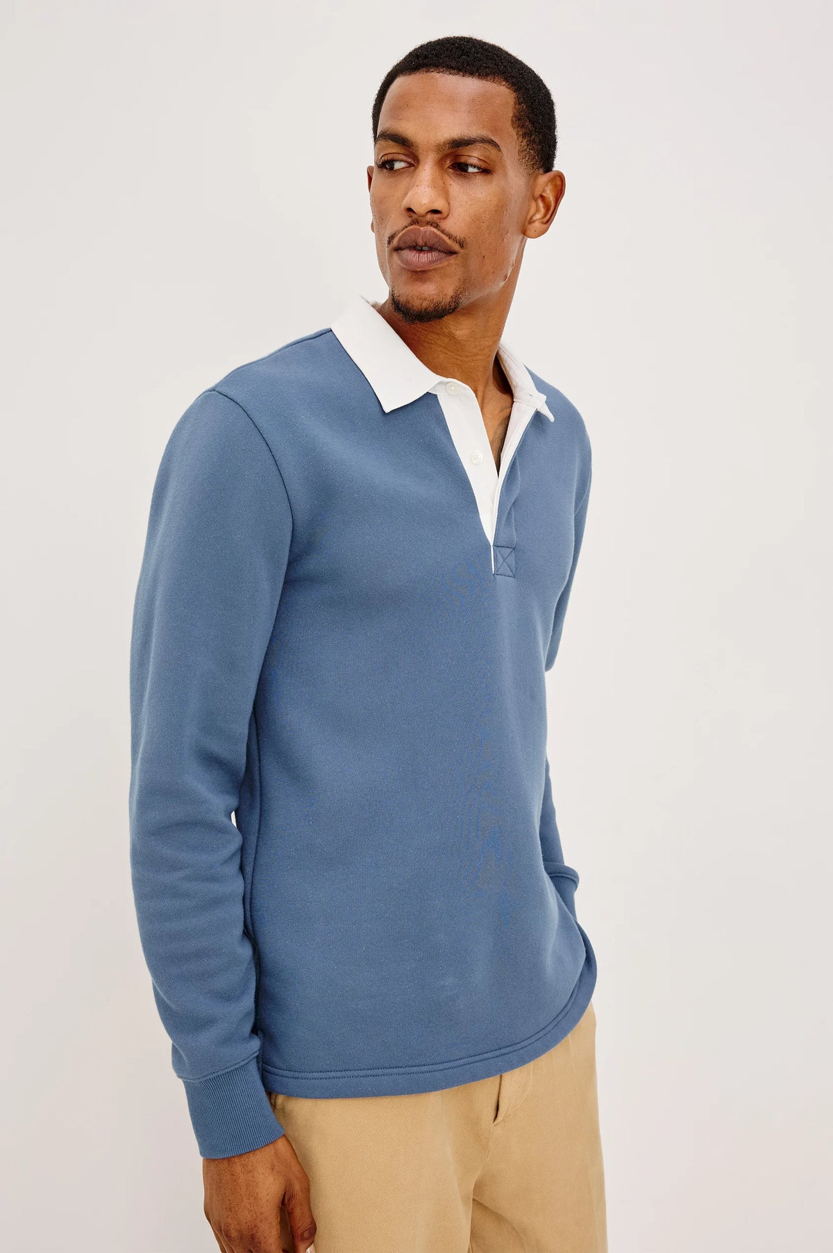 Rails | Wright Long Sleeve Polo Shirt | Vintage Steel Blue