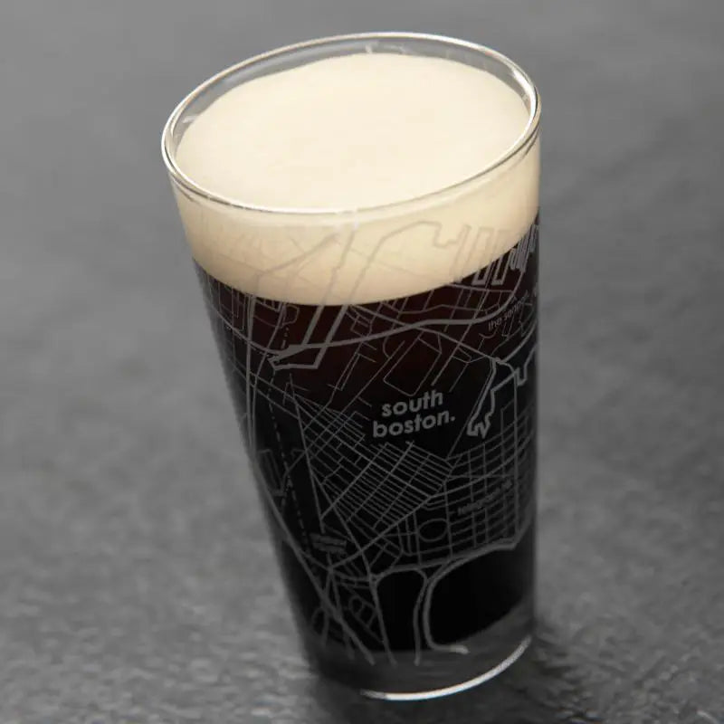 South Boston MA Map Pint Glass