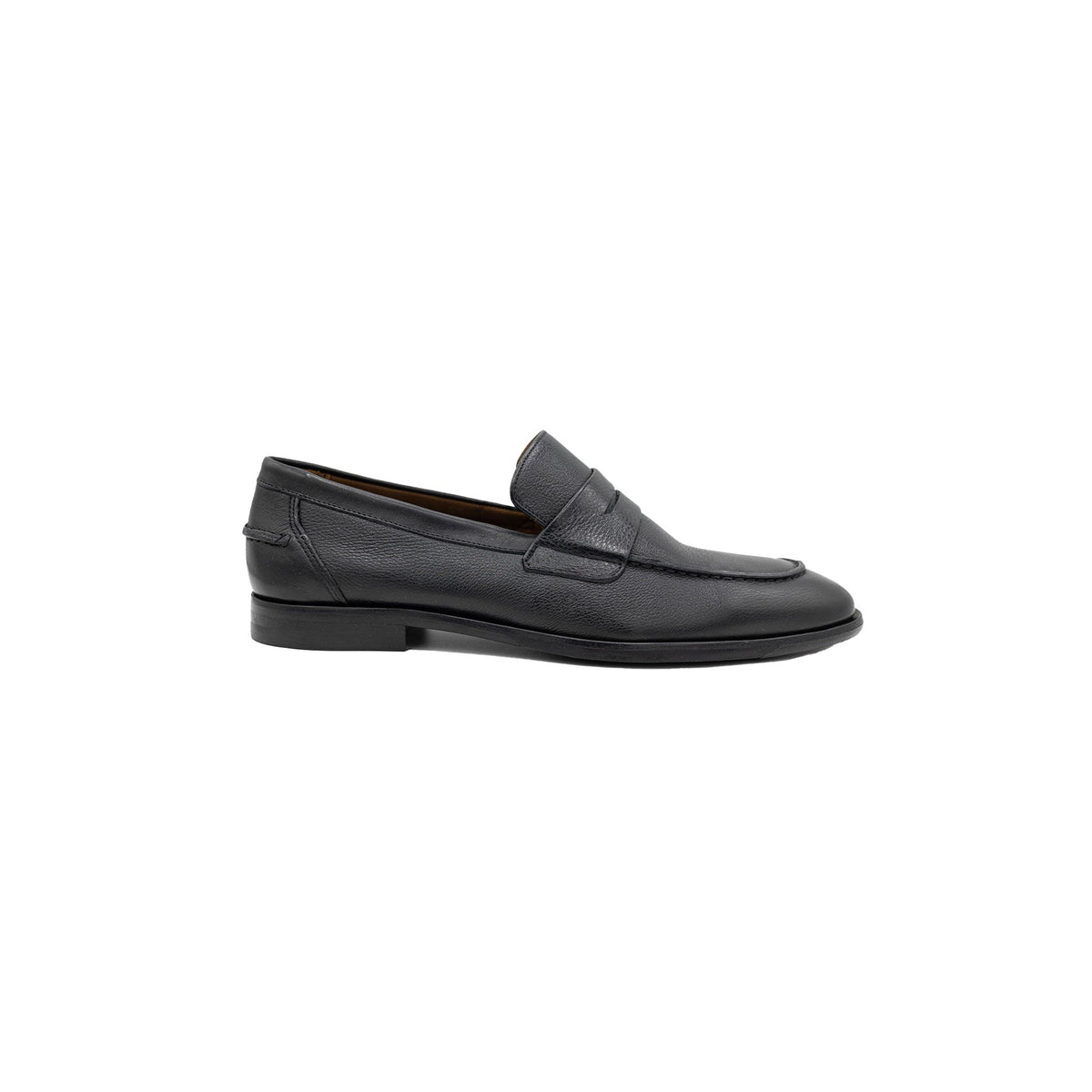 Collars & Co. Naples Penny Loafers in Black Leather, side
