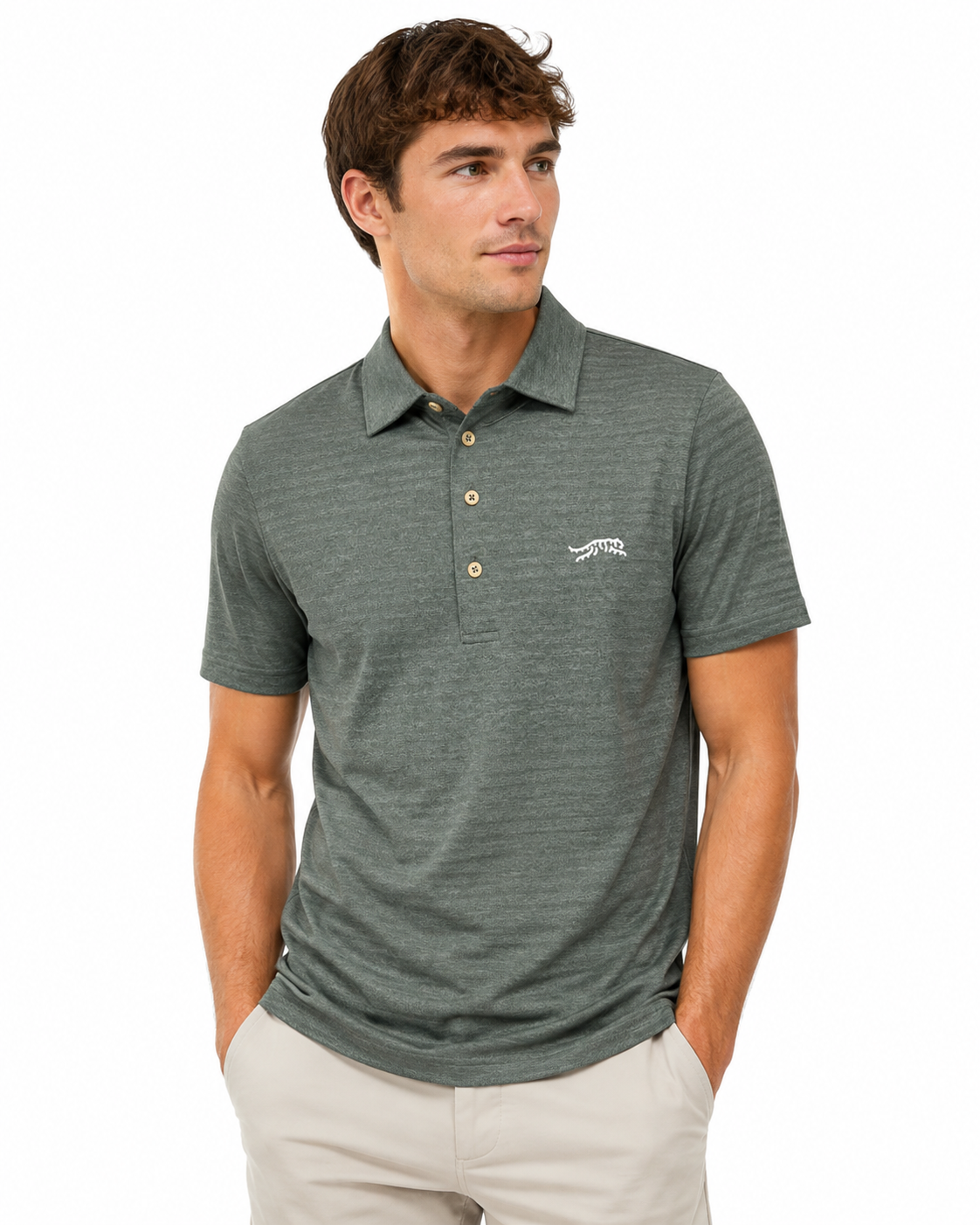 SUN DAY RED | Redwood Heather Golf Polo | Trail Green