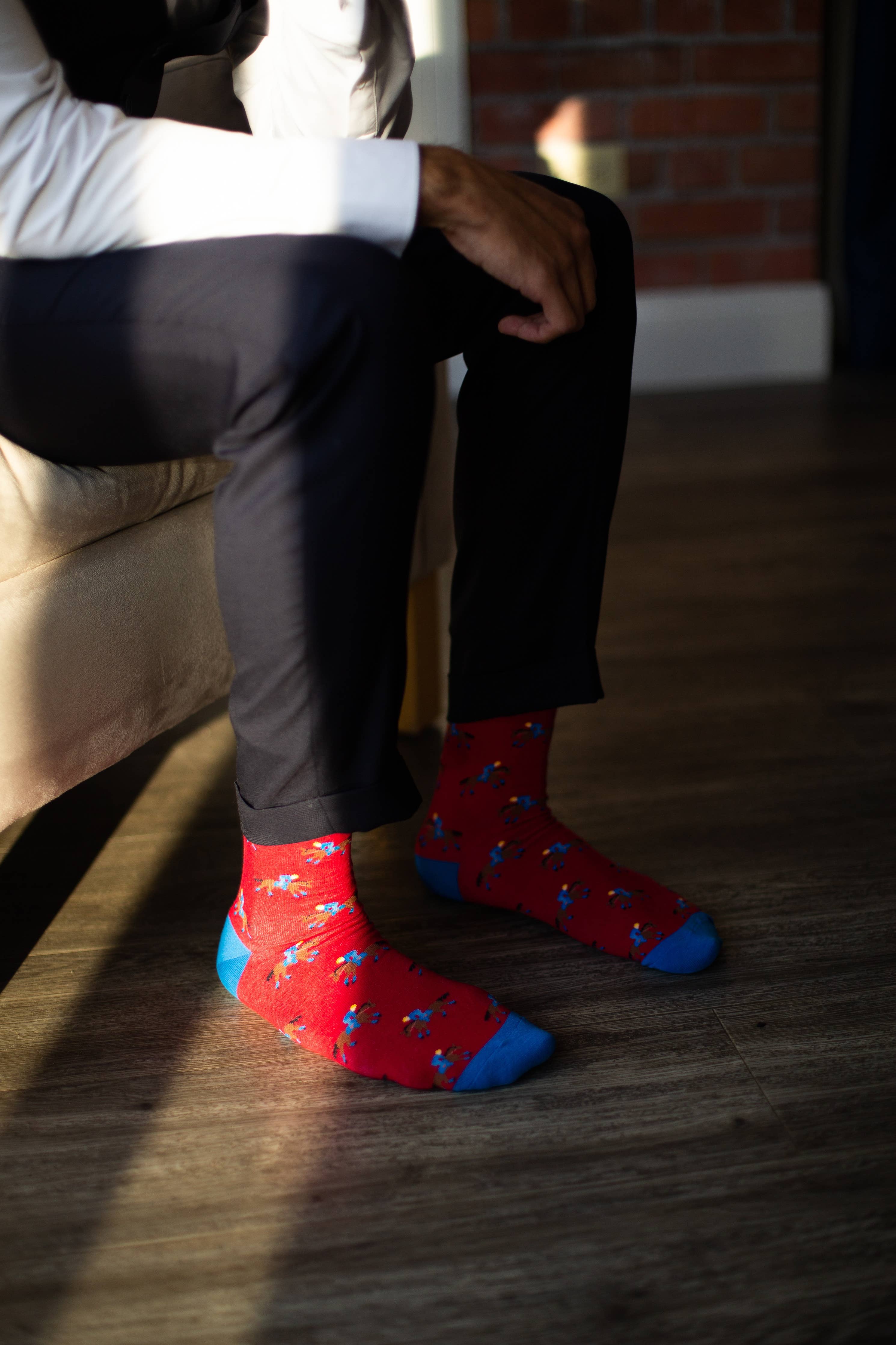 Crew Socks for Men - Midtown West Horse Racing Style: ONE SIZE