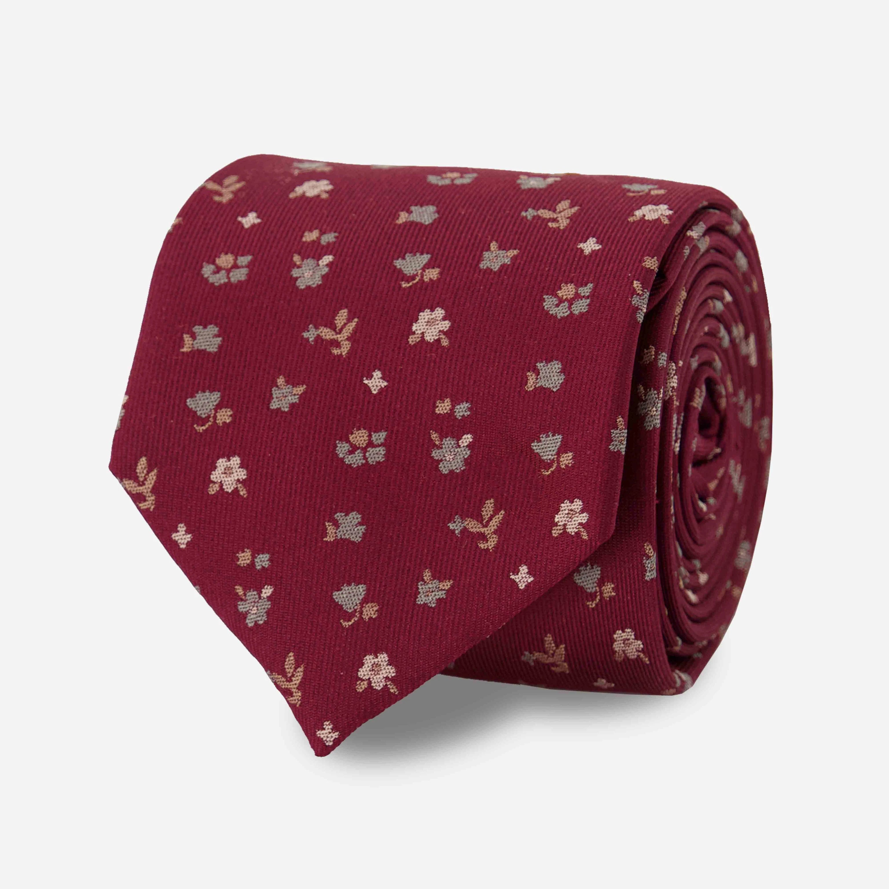 Falling Florals Burgundy Tie