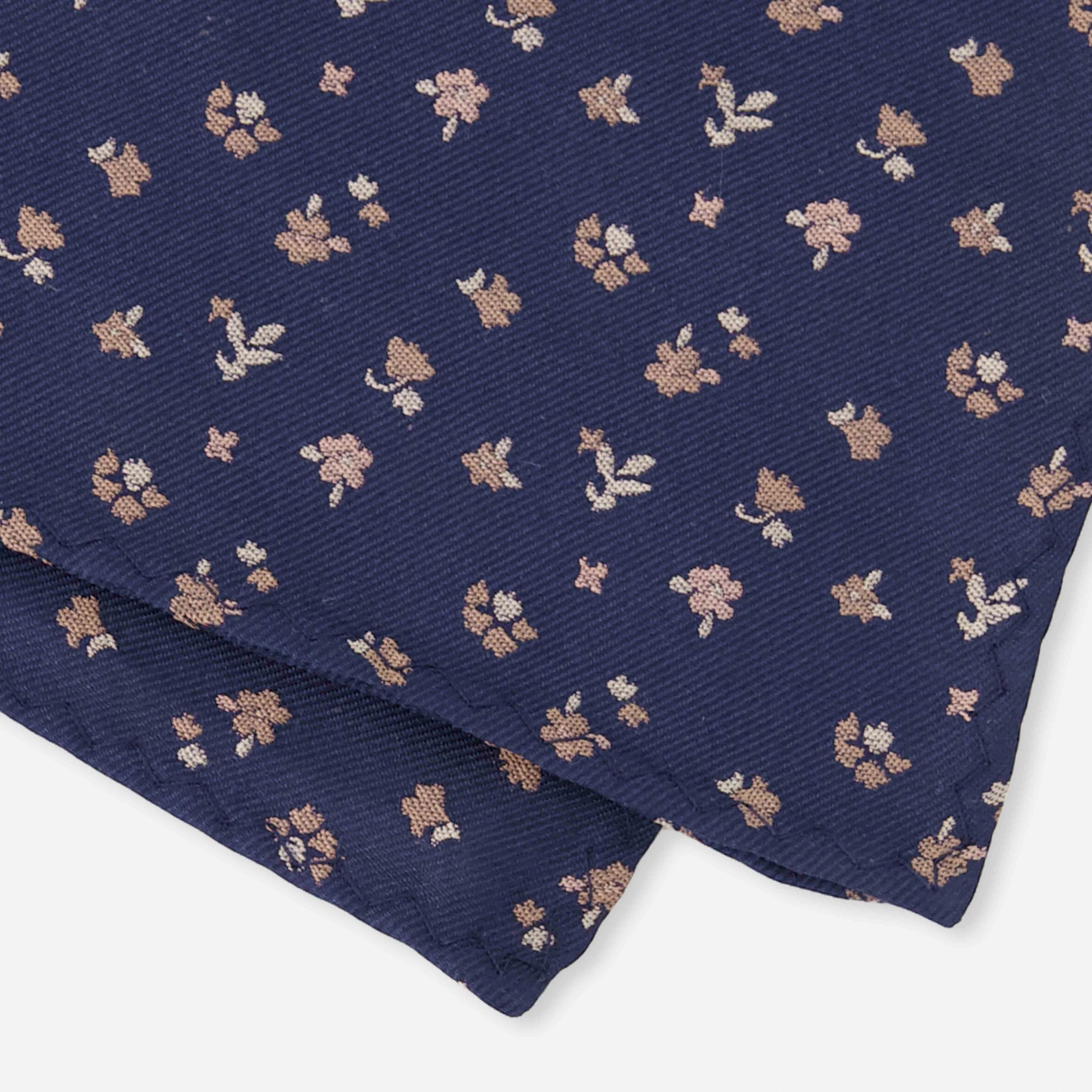 Falling Florals Navy Pocket Square