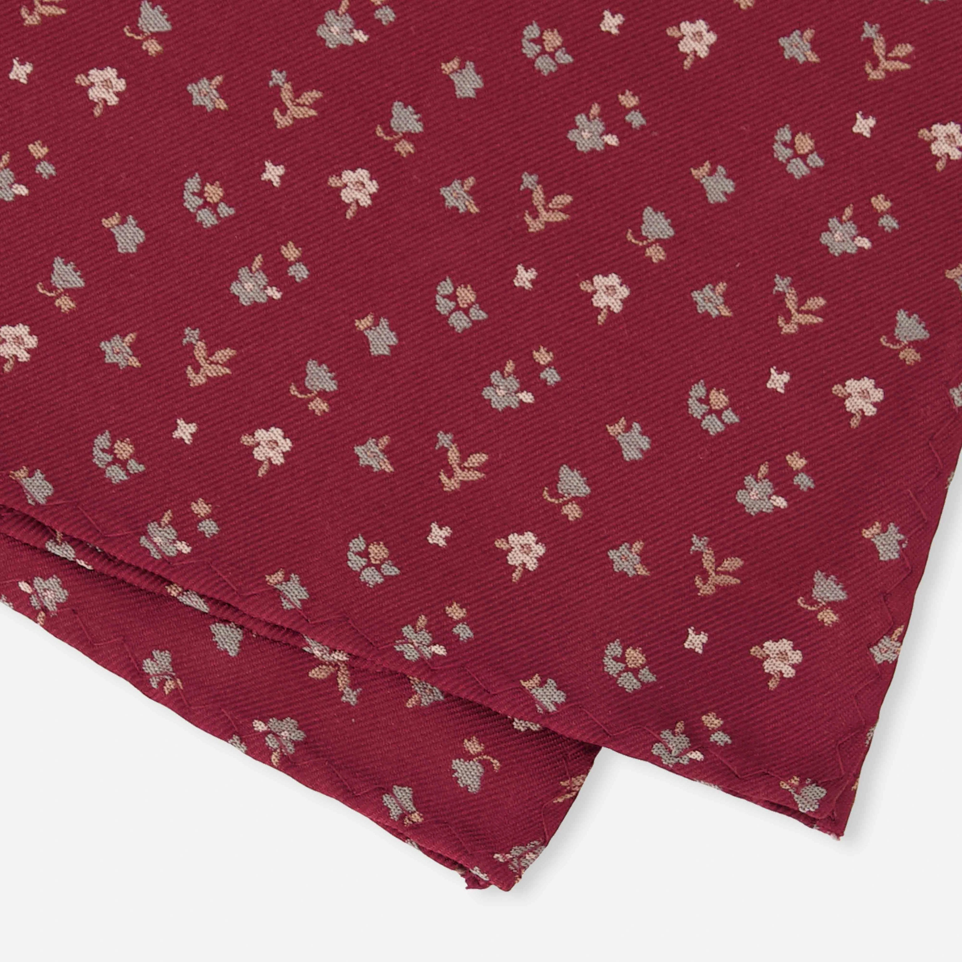 Falling Florals Burgundy Pocket Square