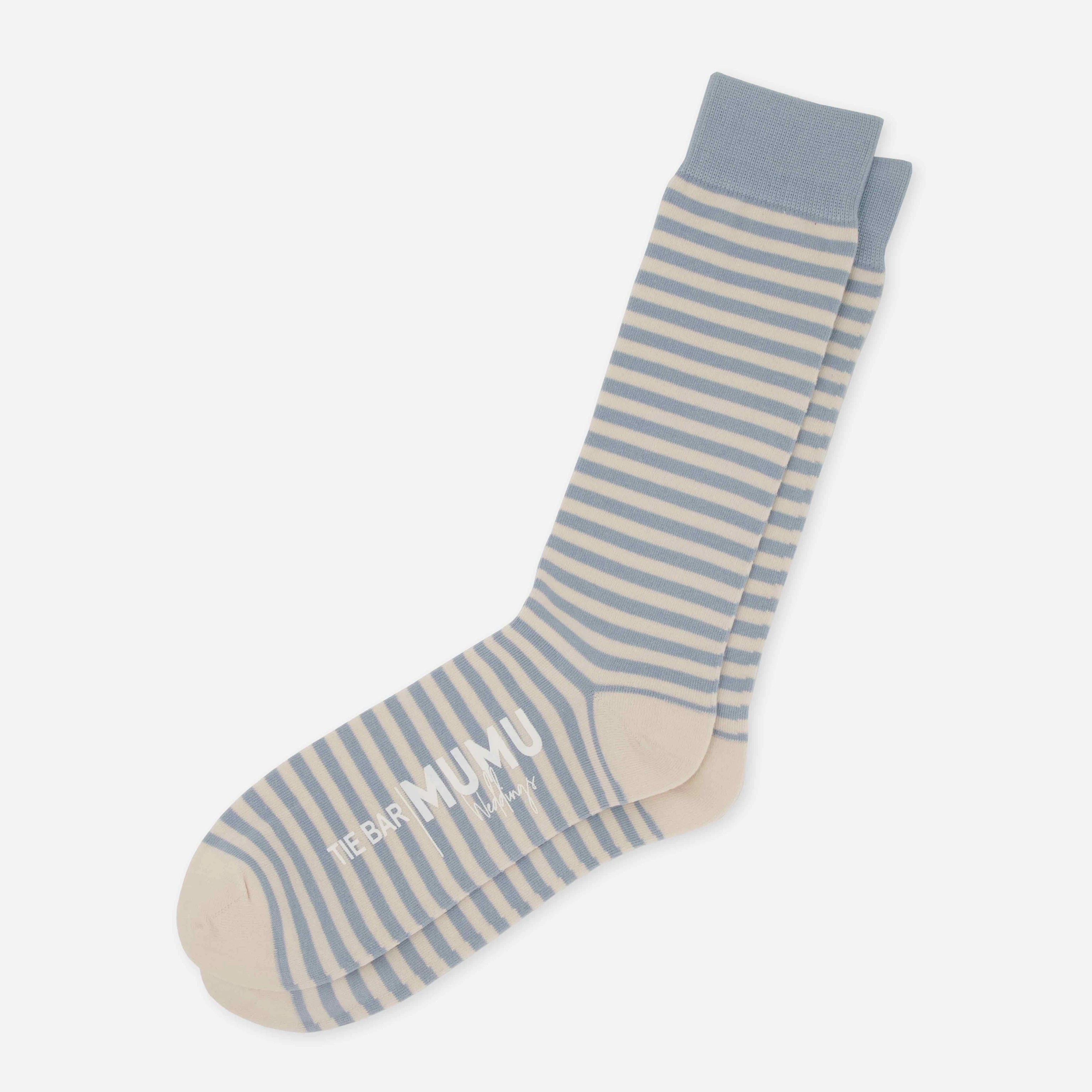 Seaside Stripe Steel Blue Dress Socks - Mumu Weddings