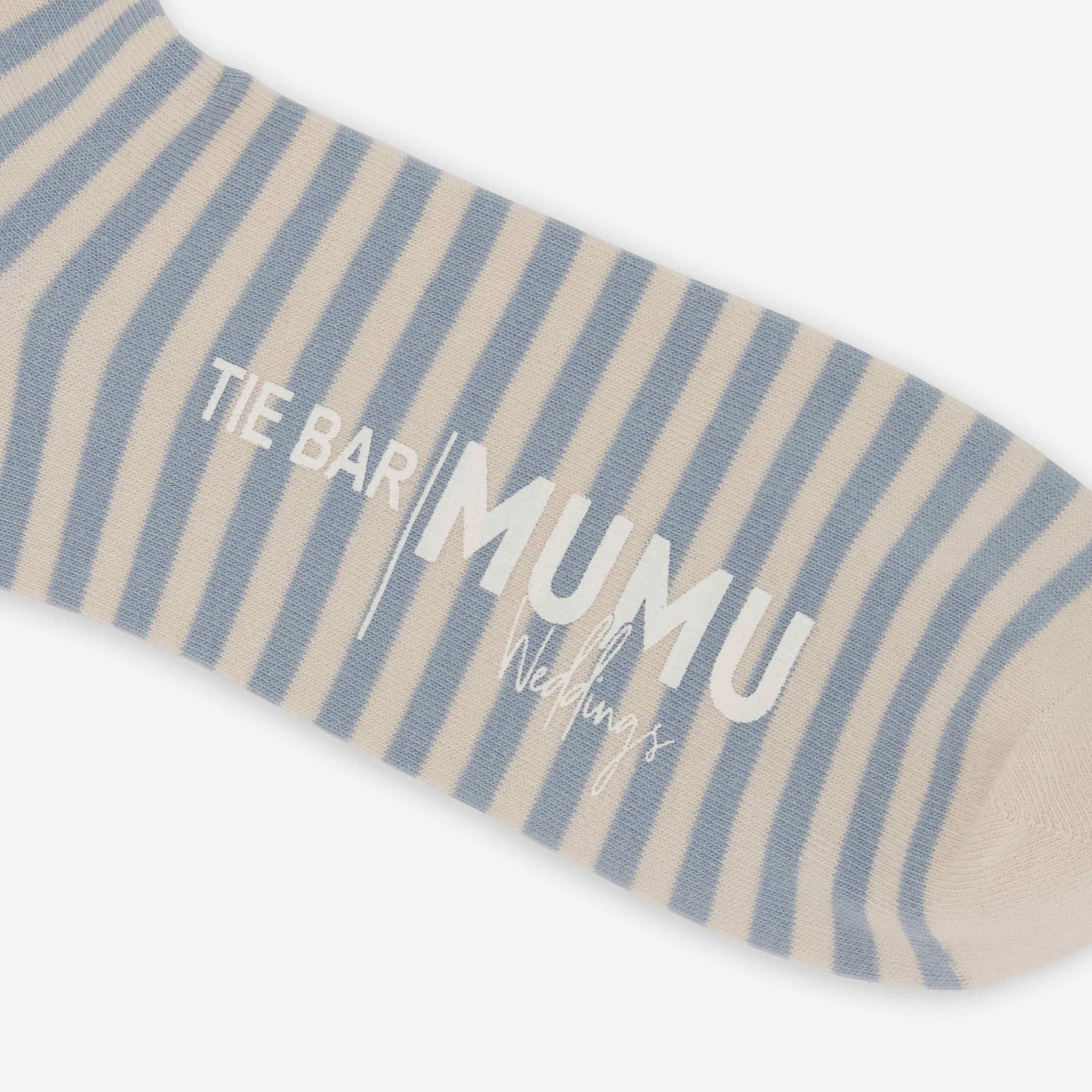 Seaside Stripe Steel Blue Dress Socks - Mumu Weddings