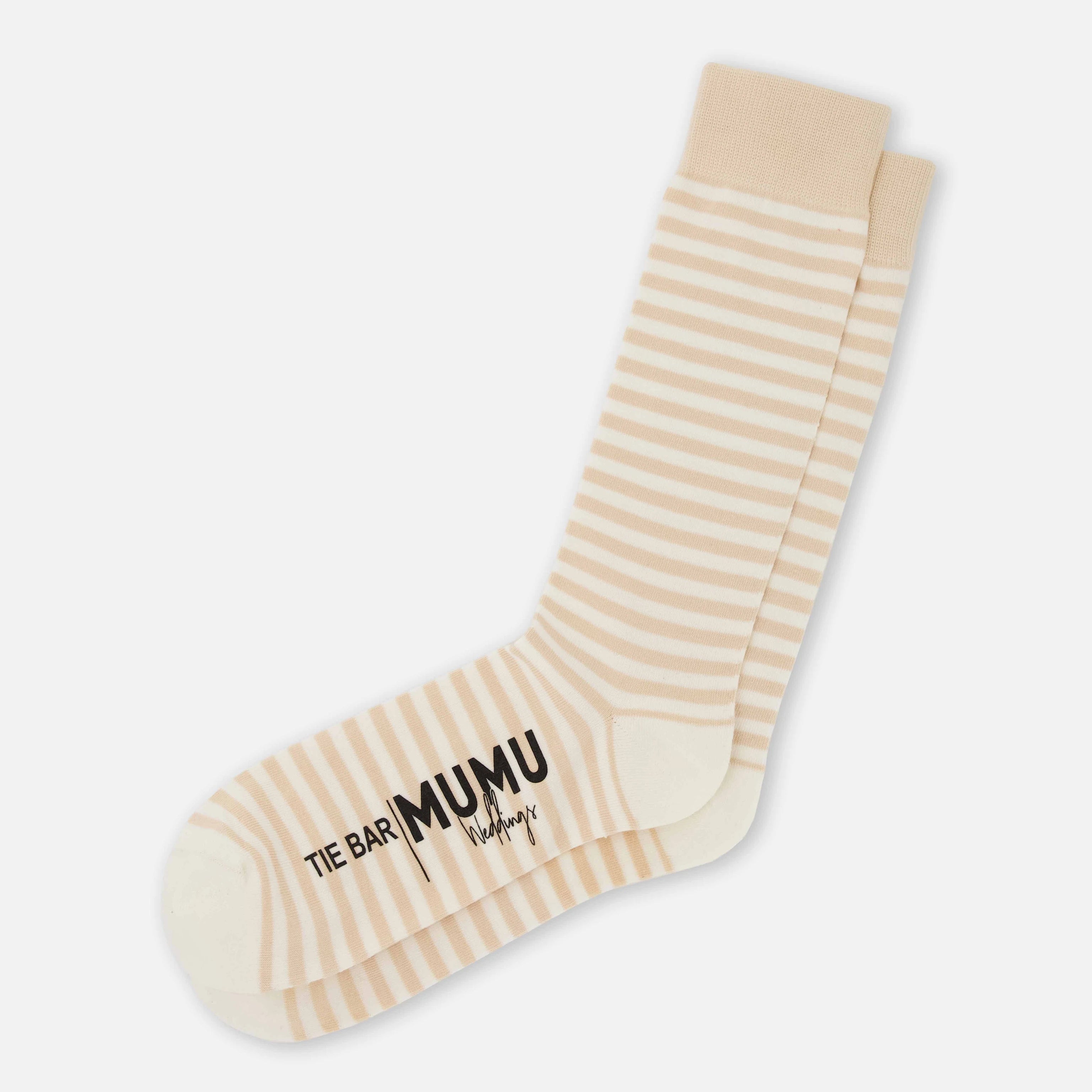 Seaside Stripe Champagne Dress Socks - Mumu Weddings