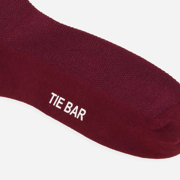 Solid Pique Burgundy Dress Socks