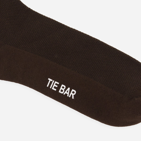 Solid Pique Chocolate Brown Dress Socks