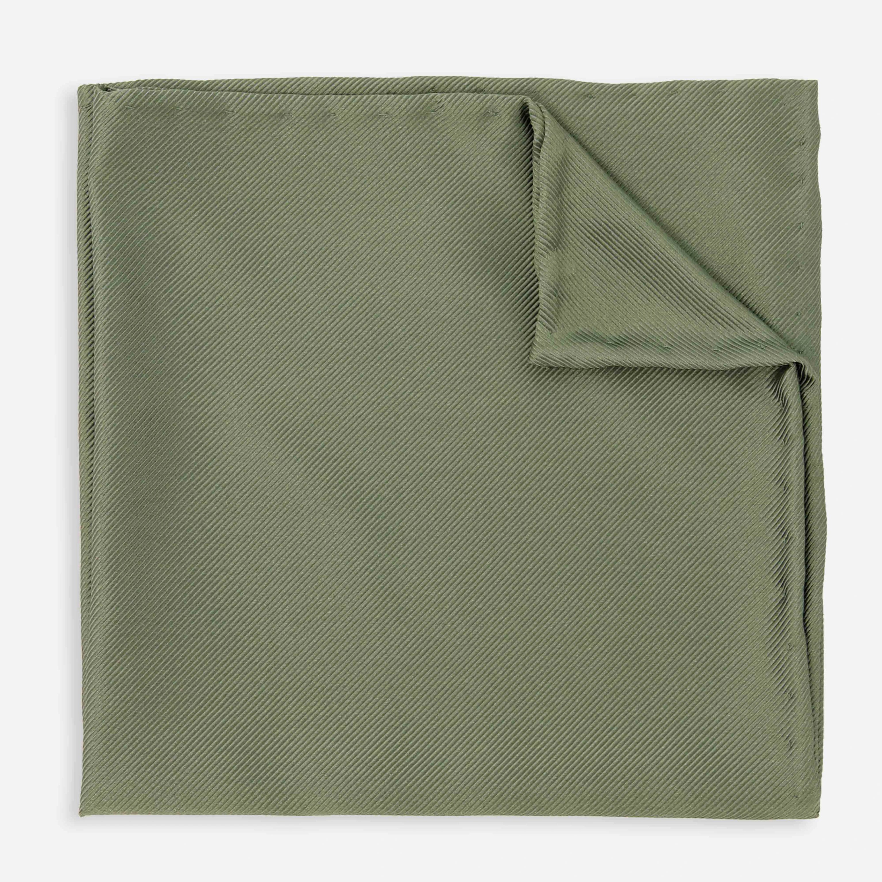 Solid Twil Olive Pocket Square